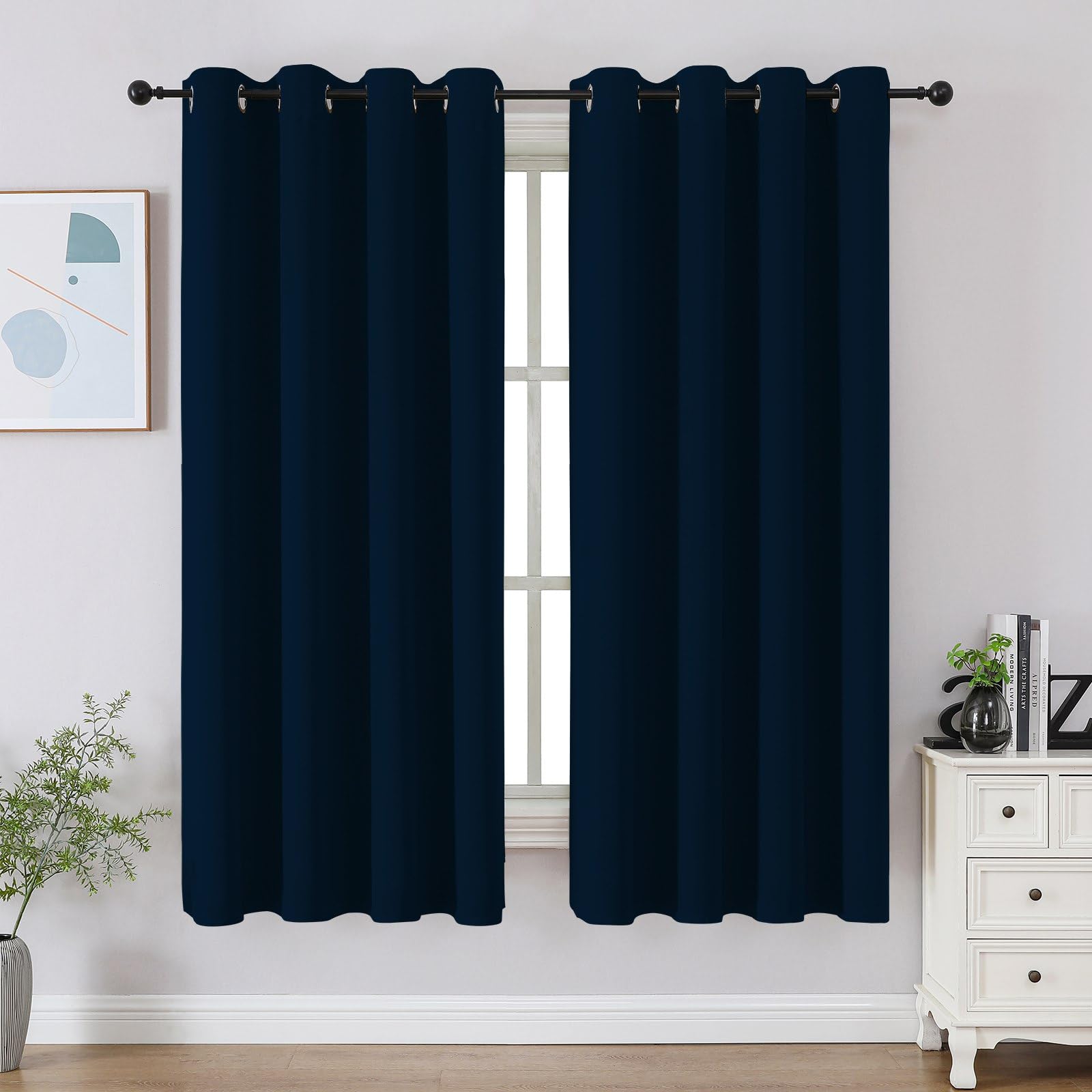 CUCRAF Black Blackout Curtains 72 Inches Long, Thermal Insulated Noise Reducing Grommet Window Drapes for Bedroom & Living Room(52x72 Inch, 2 Panels)
