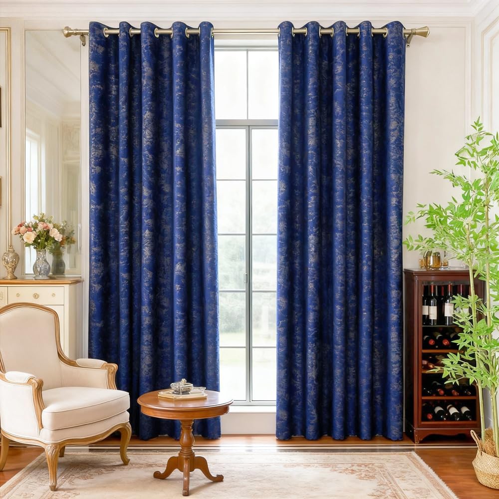 Amidoudou 1 Pair Nordic Style Luxury Velvet Curtains for Living Room Gray and Gold Bedroom Curtains (Gray,54x95 Inch)