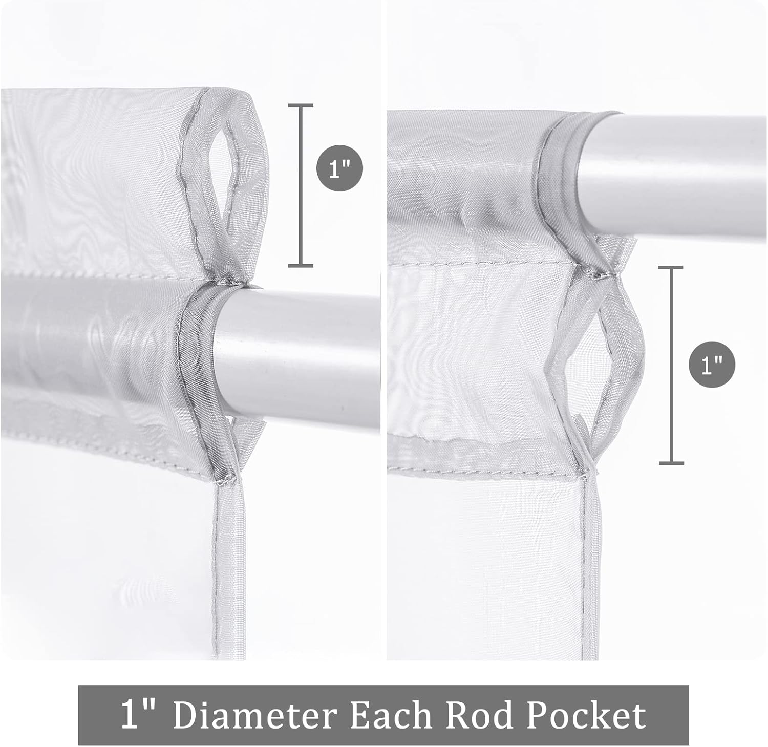 MIULEE 2 Panels Sidelight French Door Curtains Semi Sheer Light Filtering Window Treatment 25 x 72 Inches with Tieback - 2 Panels,Light Grey