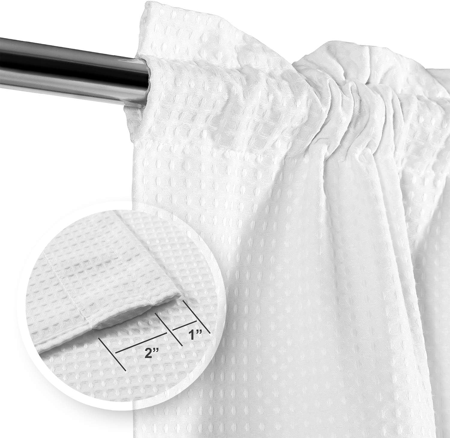 Barossa Design Waffle Weave Half Window Tier Curtains: Small Bathroom Window Curtains Waterproof with 36 inch Length Short Length for Cafe & Kitchen - White, 36"x36" for Each Panel, Set of 2