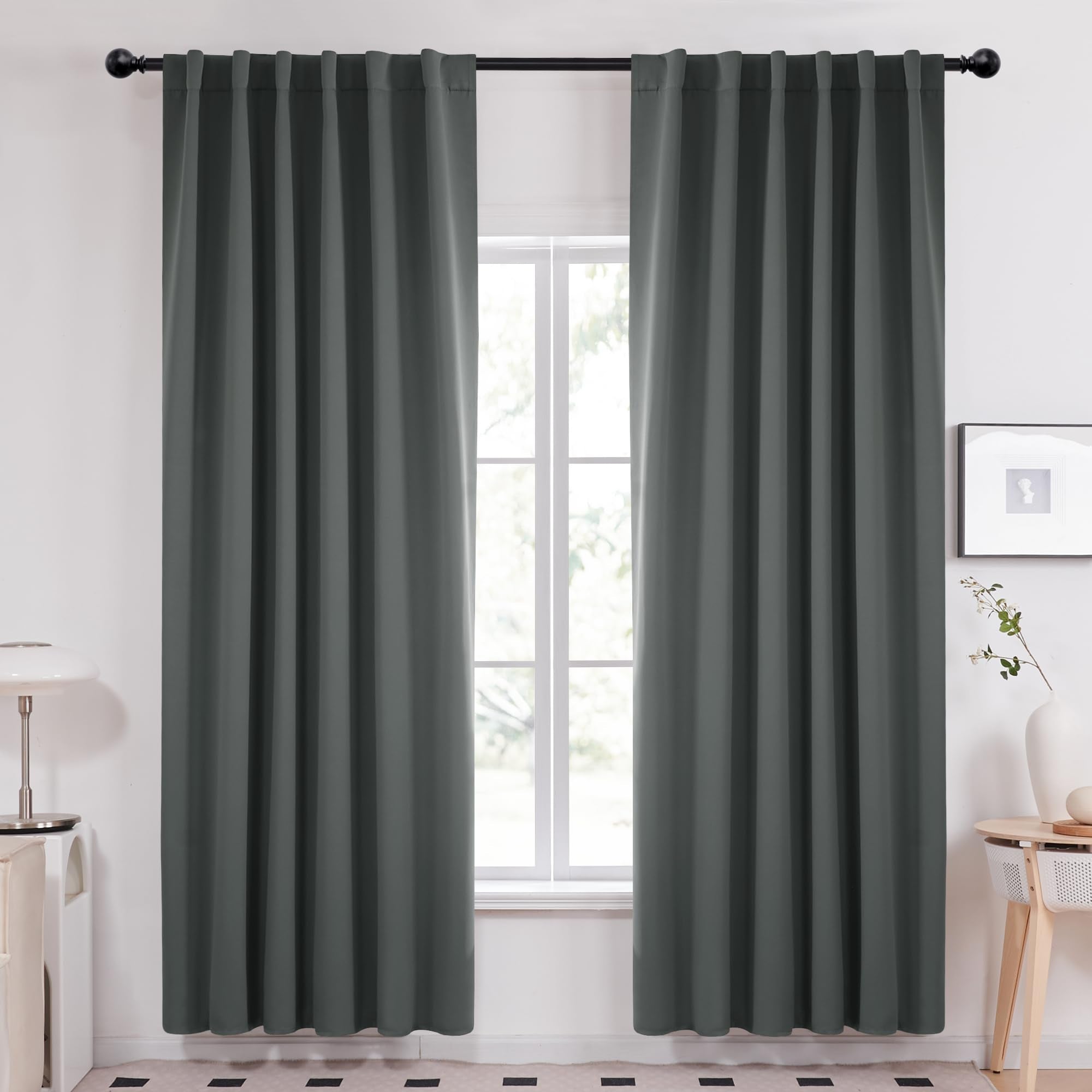 Deconovo Blackout Curtains, Thermal Insulated, W70 x L84 2 Panels, Back Tab, Machine Washable, Room-Darkening Drapes for Bedroom/Living Room Navy Blue