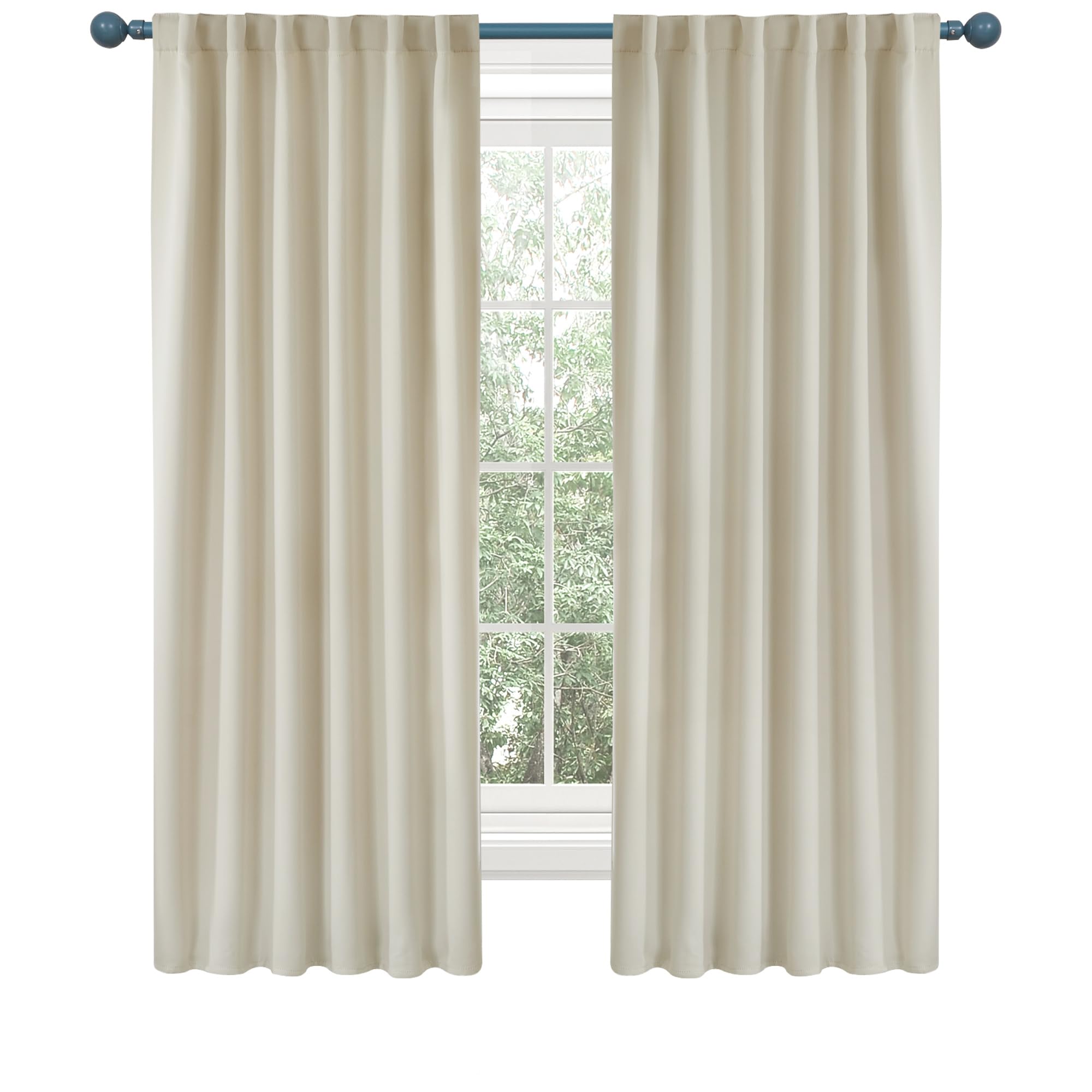 Deconovo Blackout Curtains, Thermal Insulated, W70 x L84 2 Panels, Back Tab, Machine Washable, Room-Darkening Drapes for Bedroom/Living Room Navy Blue