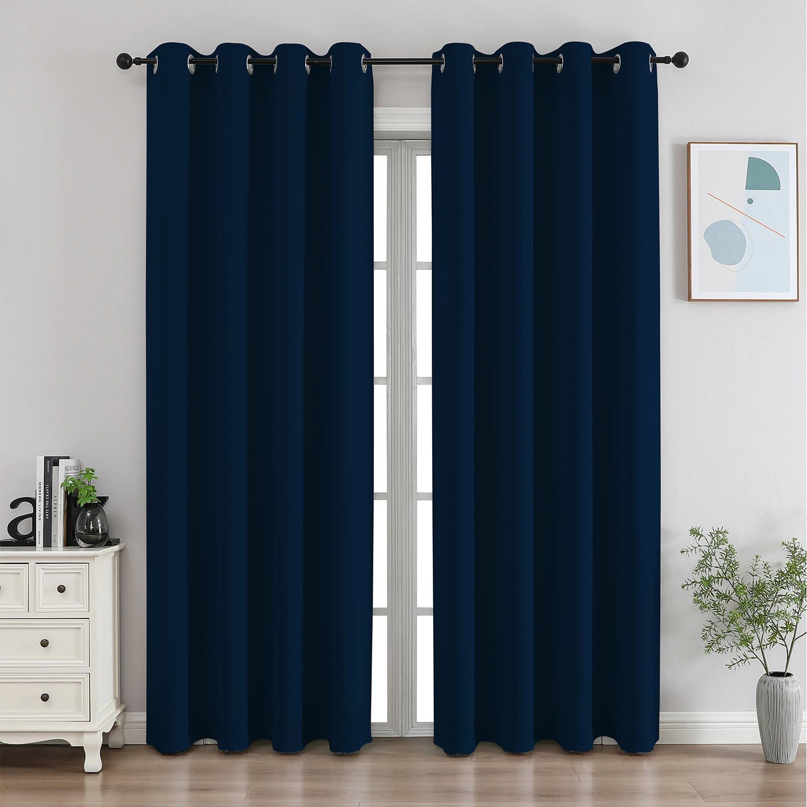 CUCRAF Black Blackout Curtains 72 Inches Long, Thermal Insulated Noise Reducing Grommet Window Drapes for Bedroom & Living Room(52x72 Inch, 2 Panels)
