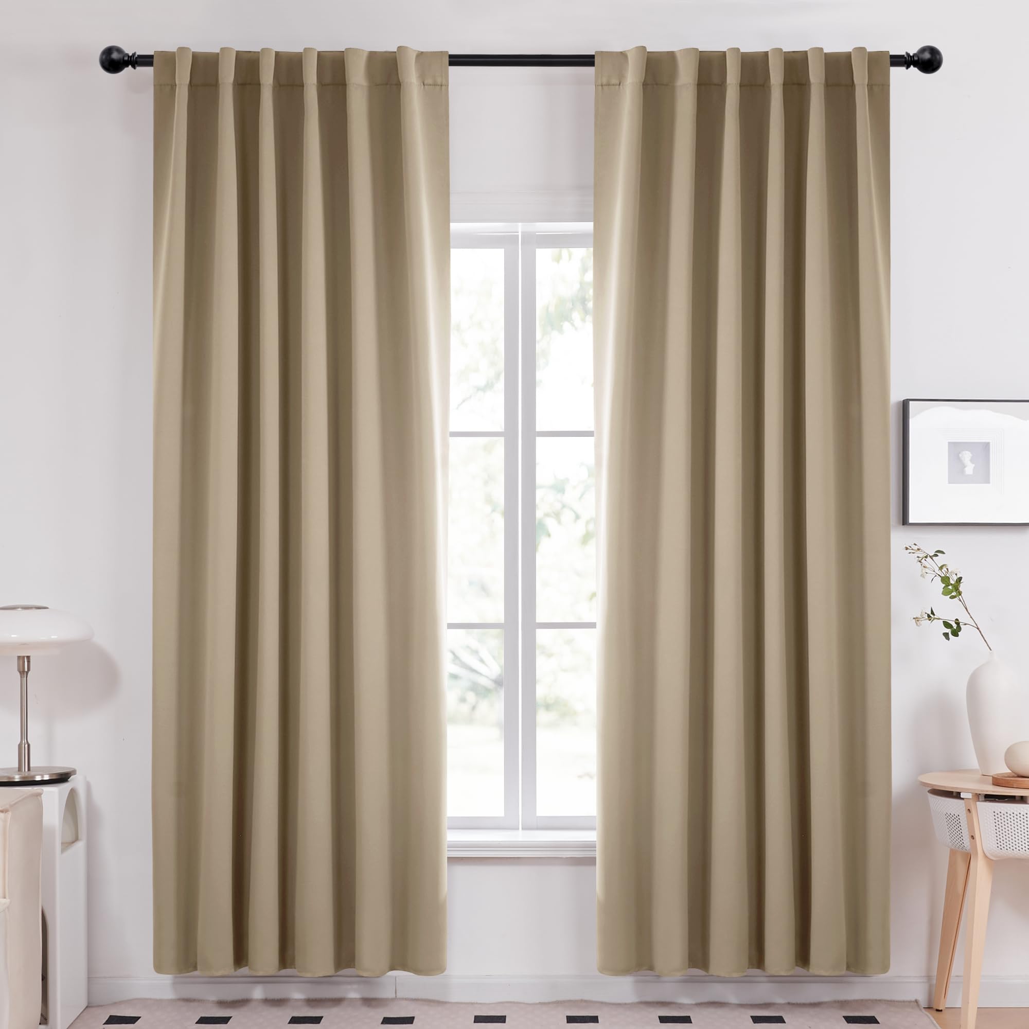 Deconovo Blackout Curtains, Thermal Insulated, W70 x L84 2 Panels, Back Tab, Machine Washable, Room-Darkening Drapes for Bedroom/Living Room Navy Blue