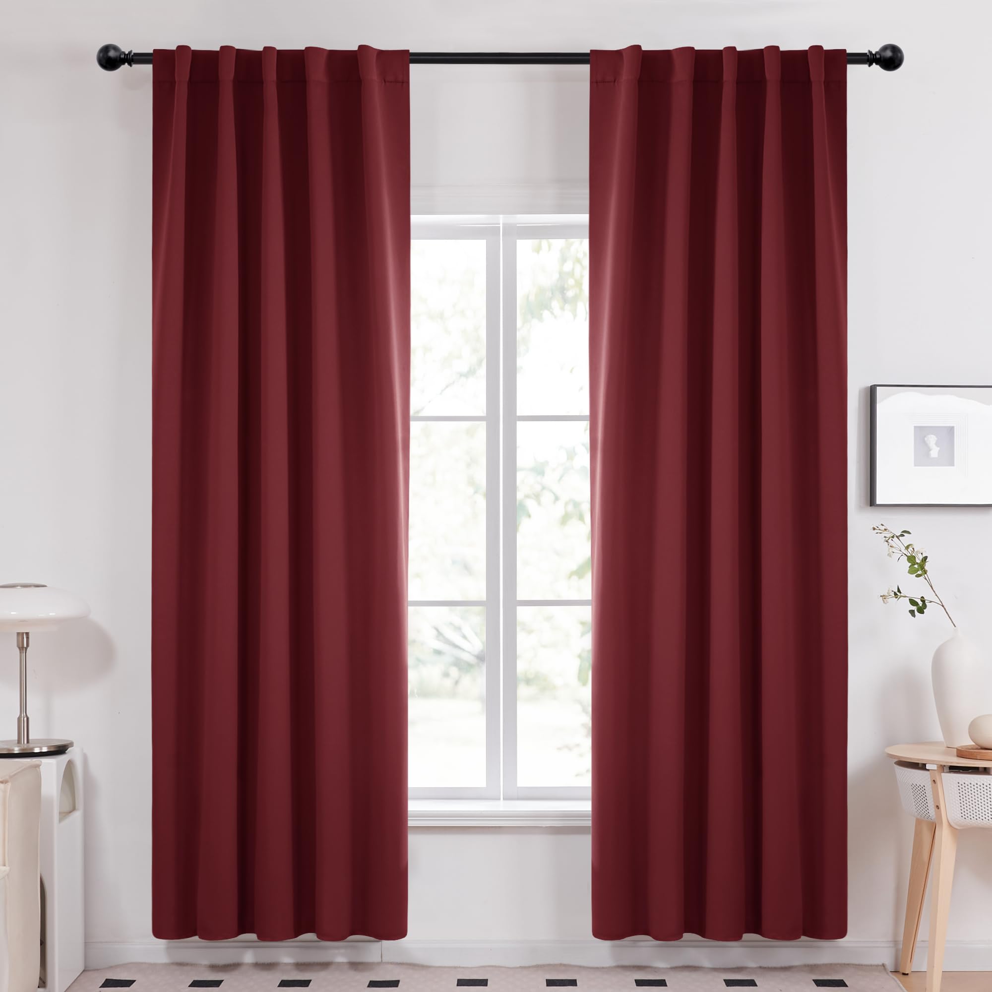 Deconovo Blackout Curtains, Thermal Insulated, W70 x L84 2 Panels, Back Tab, Machine Washable, Room-Darkening Drapes for Bedroom/Living Room Navy Blue