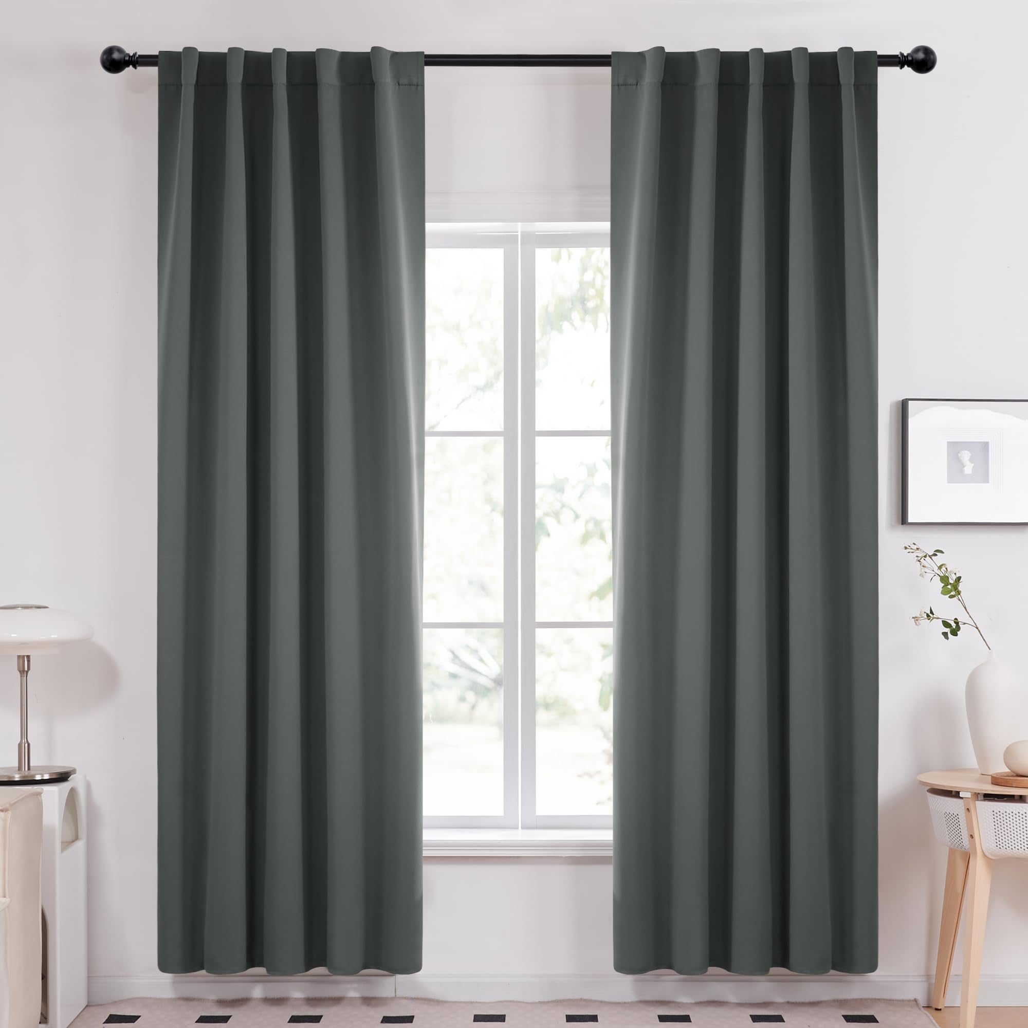 Deconovo Blackout Curtains, Thermal Insulated, W70 x L84 2 Panels, Back Tab, Machine Washable, Room-Darkening Drapes for Bedroom/Living Room Navy Blue