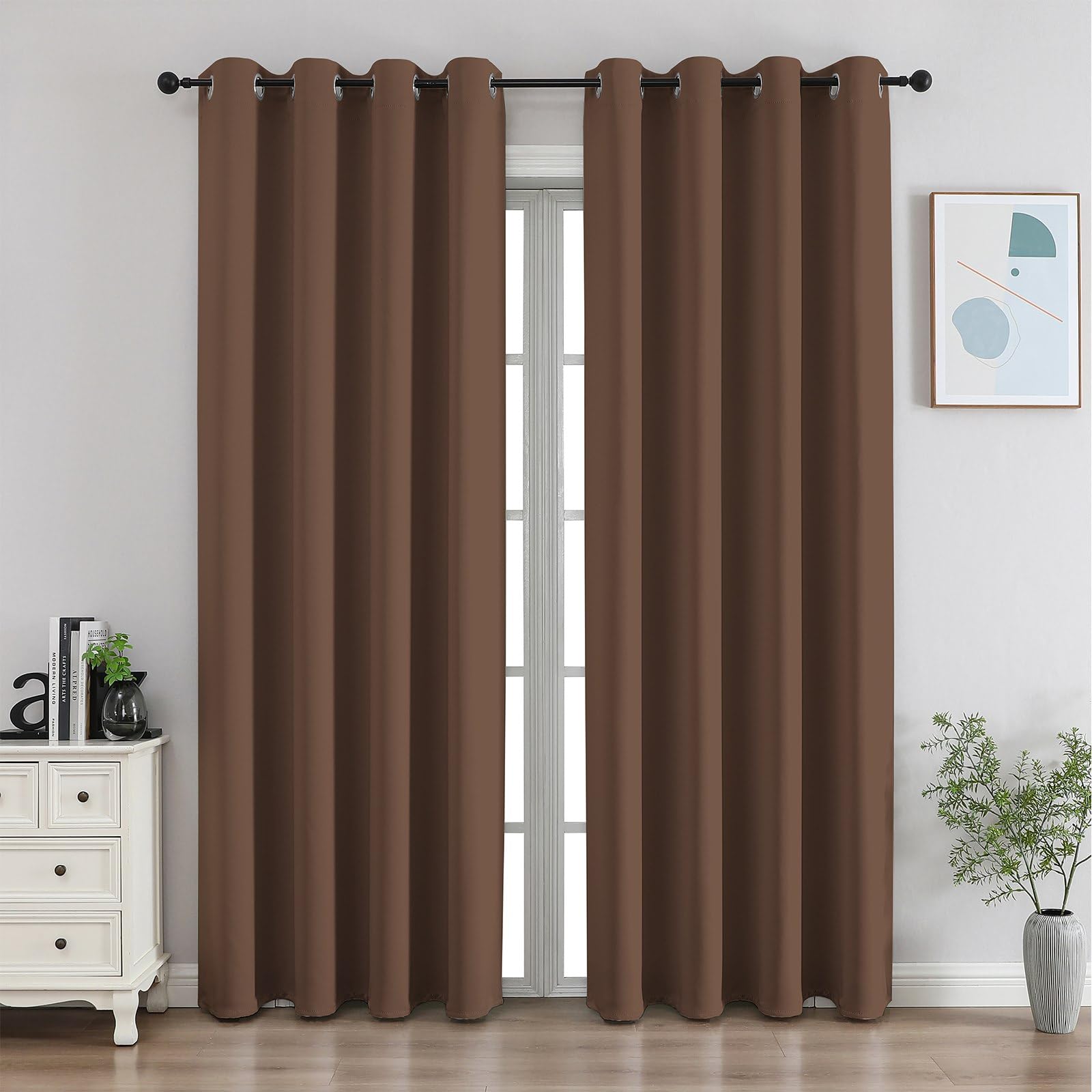 CUCRAF Black Blackout Curtains 72 Inches Long, Thermal Insulated Noise Reducing Grommet Window Drapes for Bedroom & Living Room(52x72 Inch, 2 Panels)