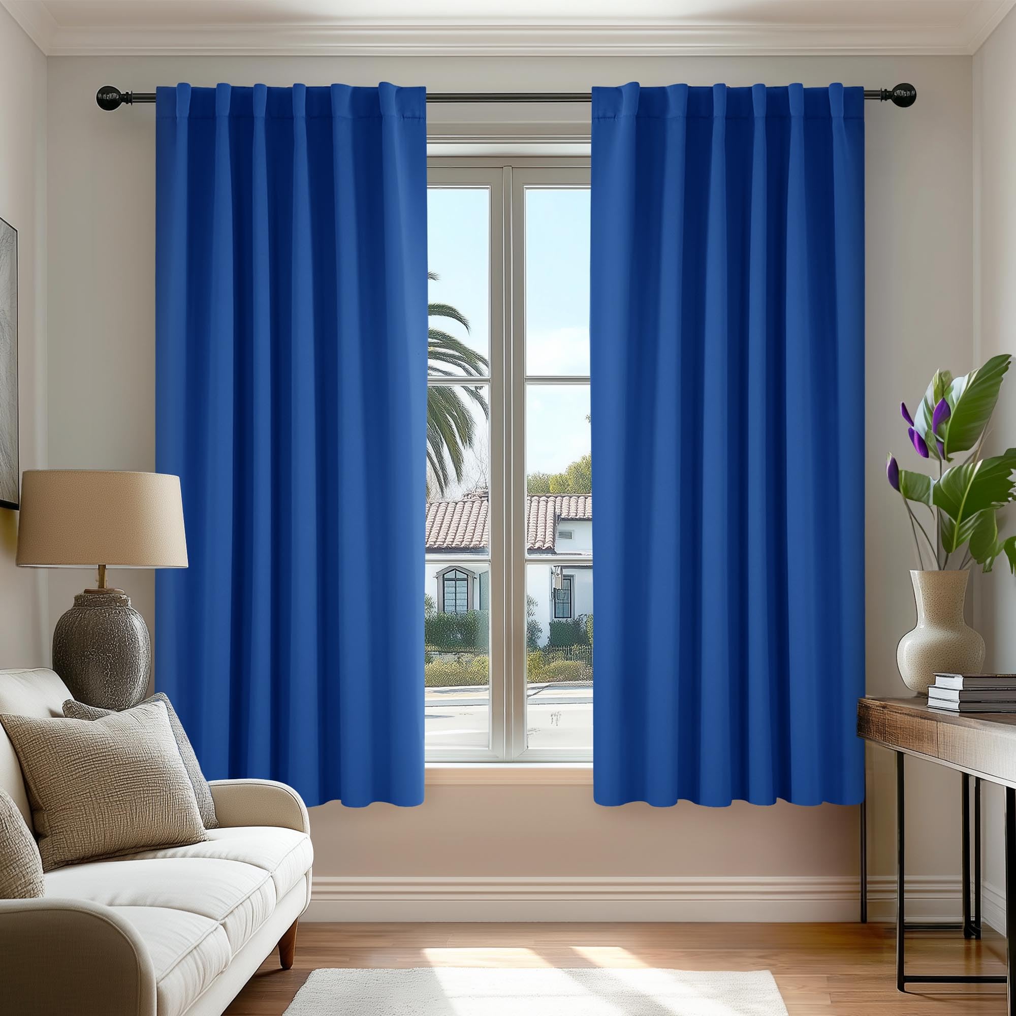 Deconovo Blackout Curtains, Thermal Insulated, W70 x L84 2 Panels, Back Tab, Machine Washable, Room-Darkening Drapes for Bedroom/Living Room Navy Blue