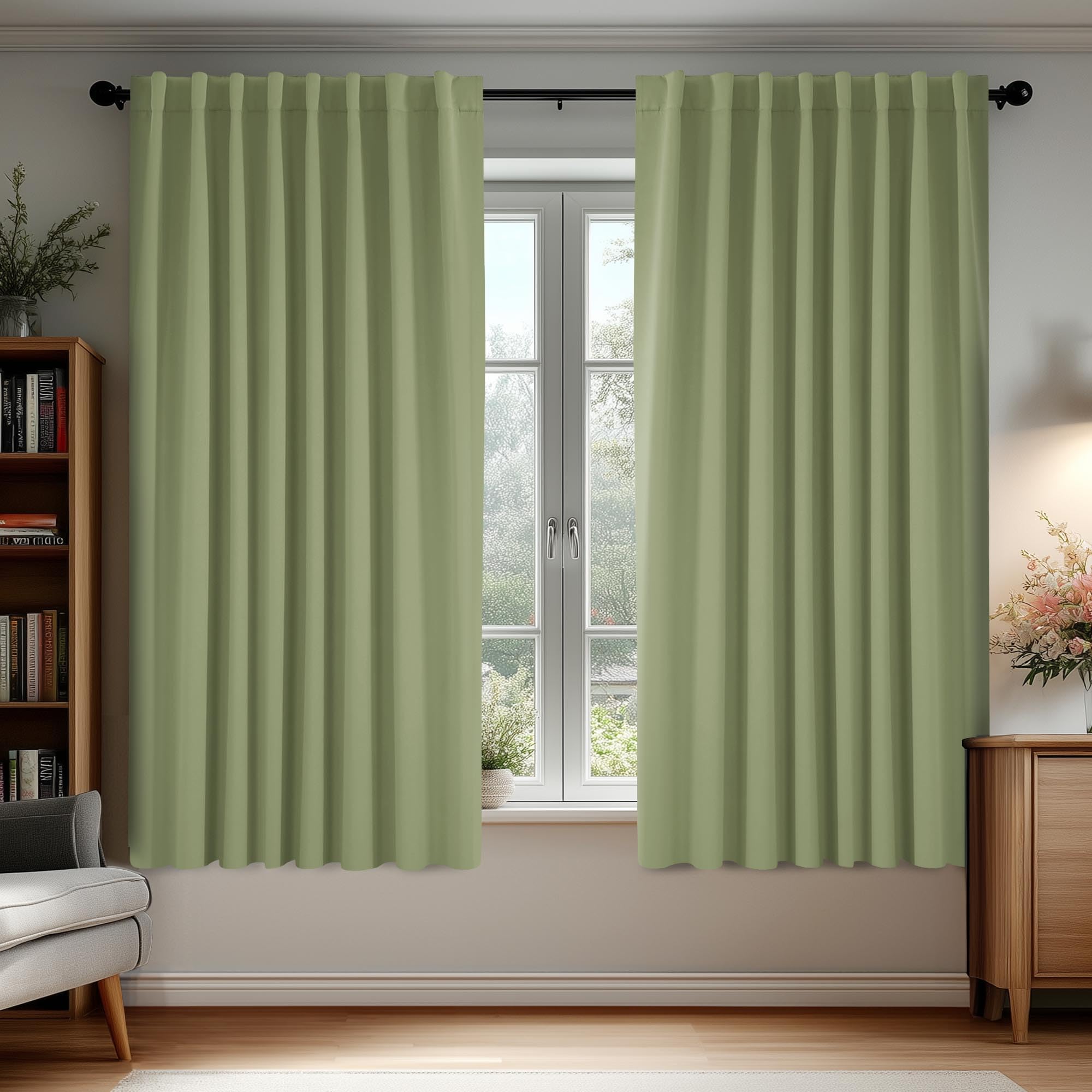 Deconovo Blackout Curtains, Thermal Insulated, W70 x L84 2 Panels, Back Tab, Machine Washable, Room-Darkening Drapes for Bedroom/Living Room Navy Blue