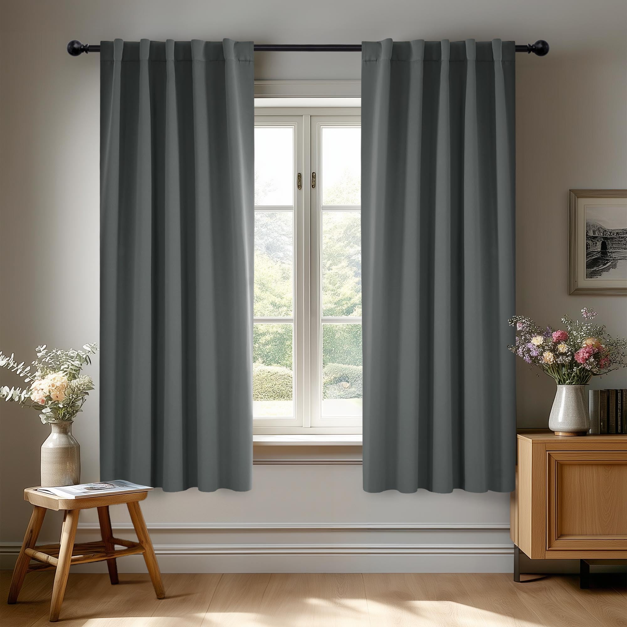 Deconovo Blackout Curtains, Thermal Insulated, W70 x L84 2 Panels, Back Tab, Machine Washable, Room-Darkening Drapes for Bedroom/Living Room Navy Blue