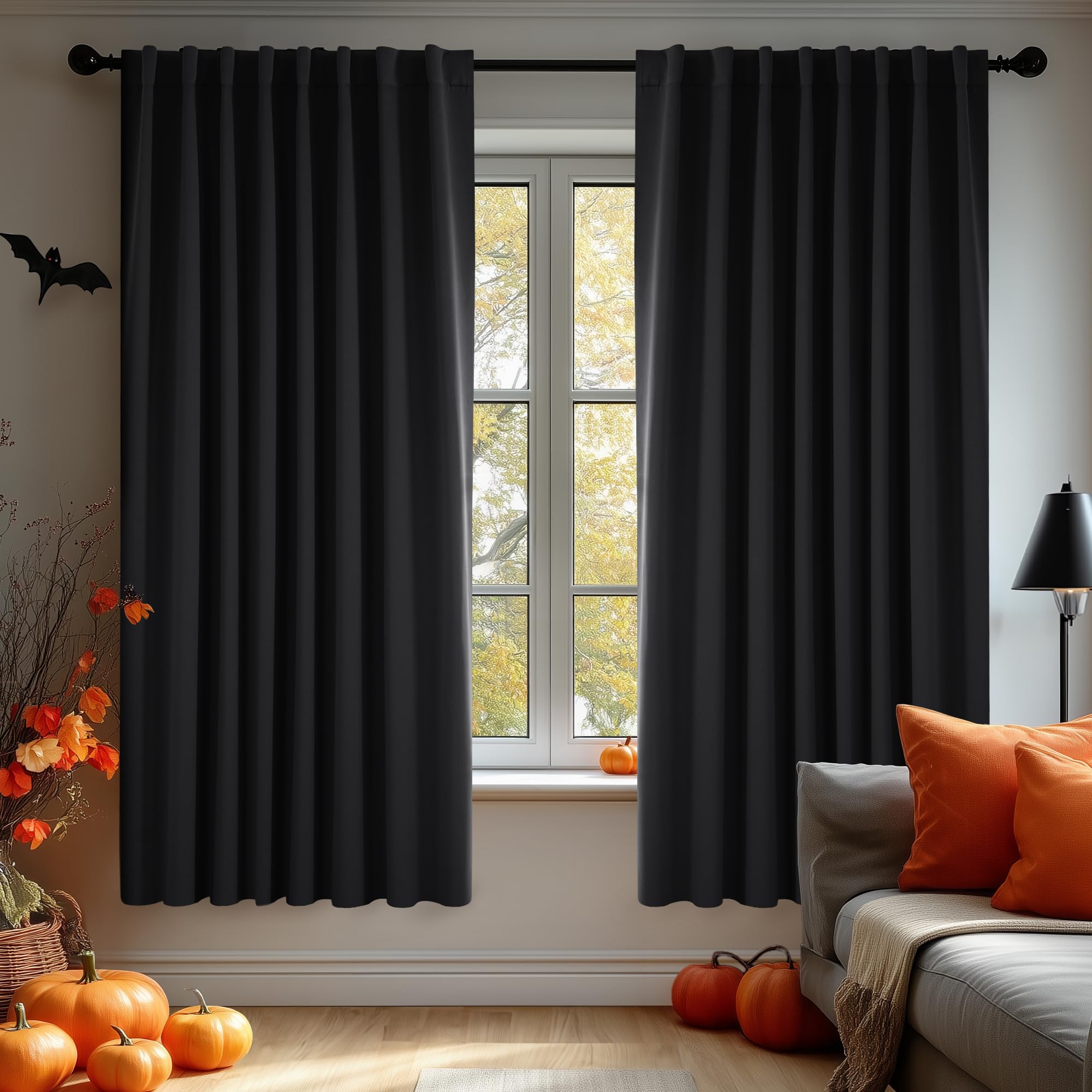 Deconovo Blackout Curtains, Thermal Insulated, W70 x L84 2 Panels, Back Tab, Machine Washable, Room-Darkening Drapes for Bedroom/Living Room Navy Blue