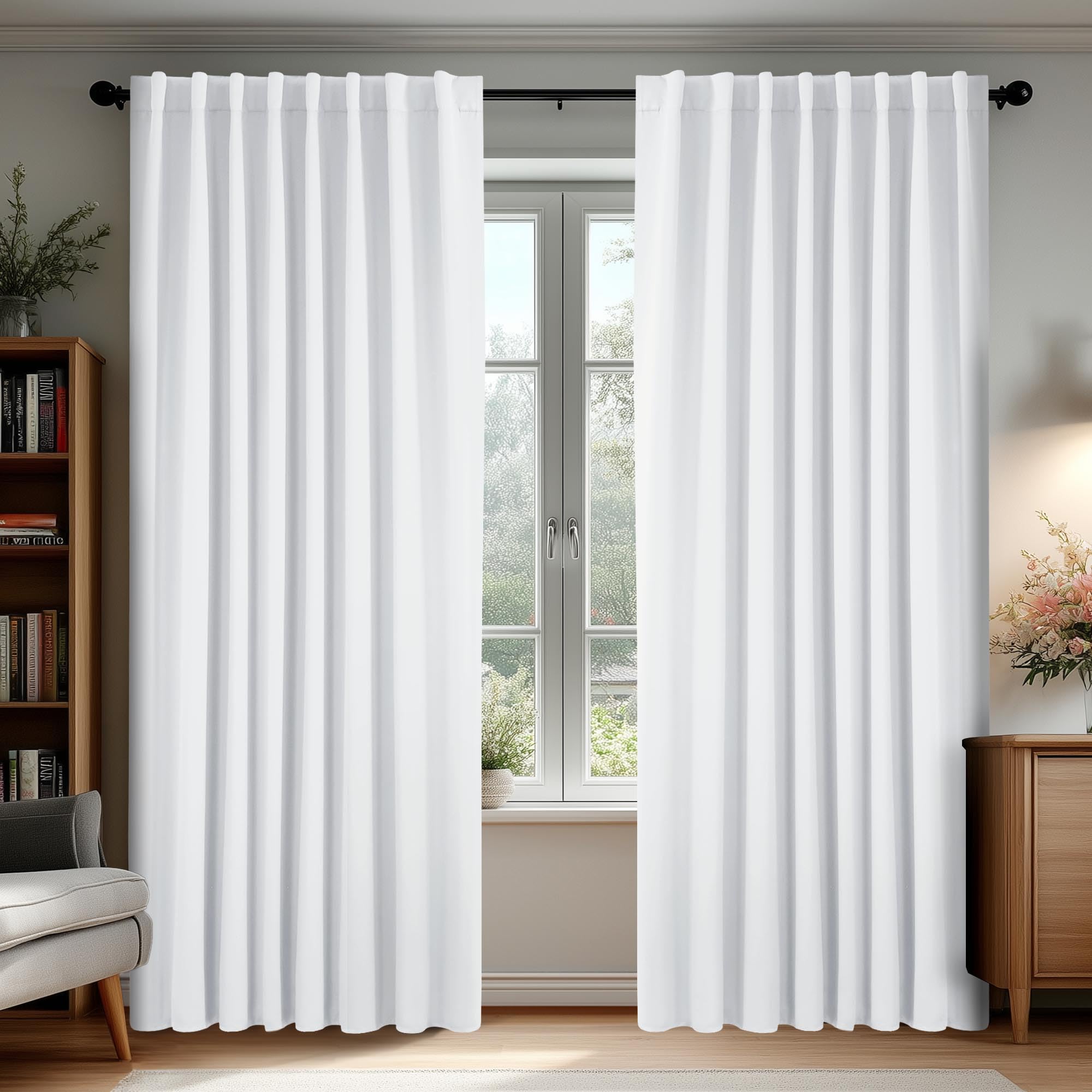 Deconovo Blackout Curtains, Thermal Insulated, W70 x L84 2 Panels, Back Tab, Machine Washable, Room-Darkening Drapes for Bedroom/Living Room Navy Blue