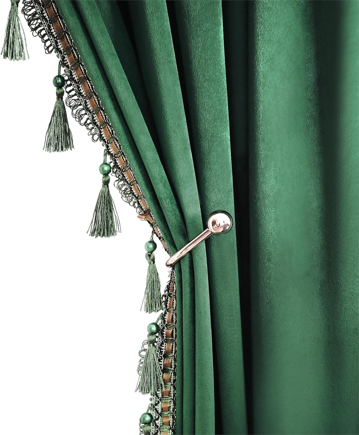Dark Green Blackout Velvet Curtains 72 inch Length Windows Rod Pocket Drapes with Tassels Soundproof Thermal Curtains for Living room 2 Panels Set 52" x 72"