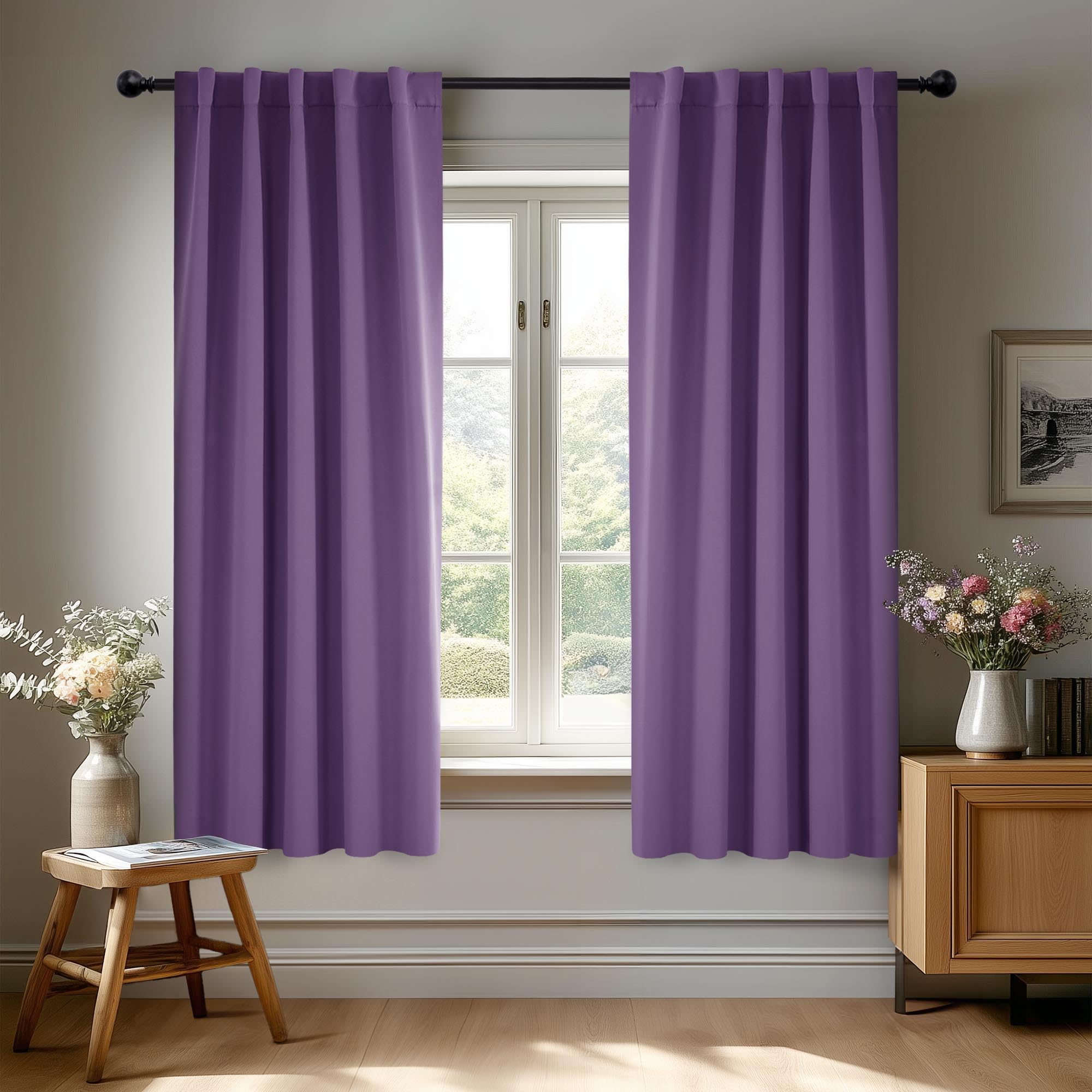 Deconovo Blackout Curtains, Thermal Insulated, W70 x L84 2 Panels, Back Tab, Machine Washable, Room-Darkening Drapes for Bedroom/Living Room Navy Blue