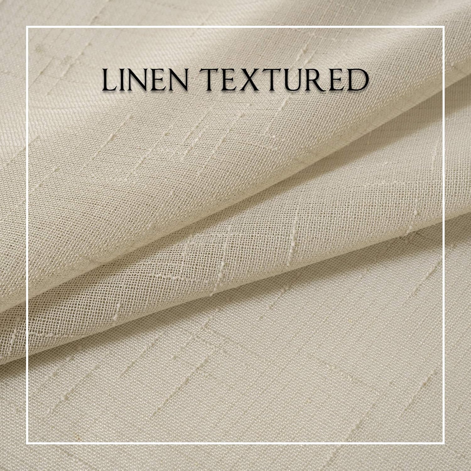 MIULEE 2 Panels Natural French Door Sheer Curtains Linen Textured Window Treatment for Light Filtering with Tieback W 25 x L 40 Inches