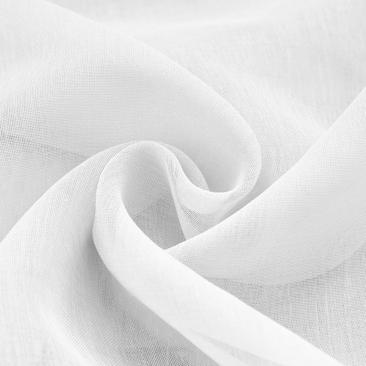 MASWOND Extra Long Faux Linen Sheer Curtain, High Ceilings, Rod Pocket Translucent Voile Sheer Breathable Curtain Panels for Living Room, Custom Made 16ft Length, 50" W x 192" L, White, 1 Panel