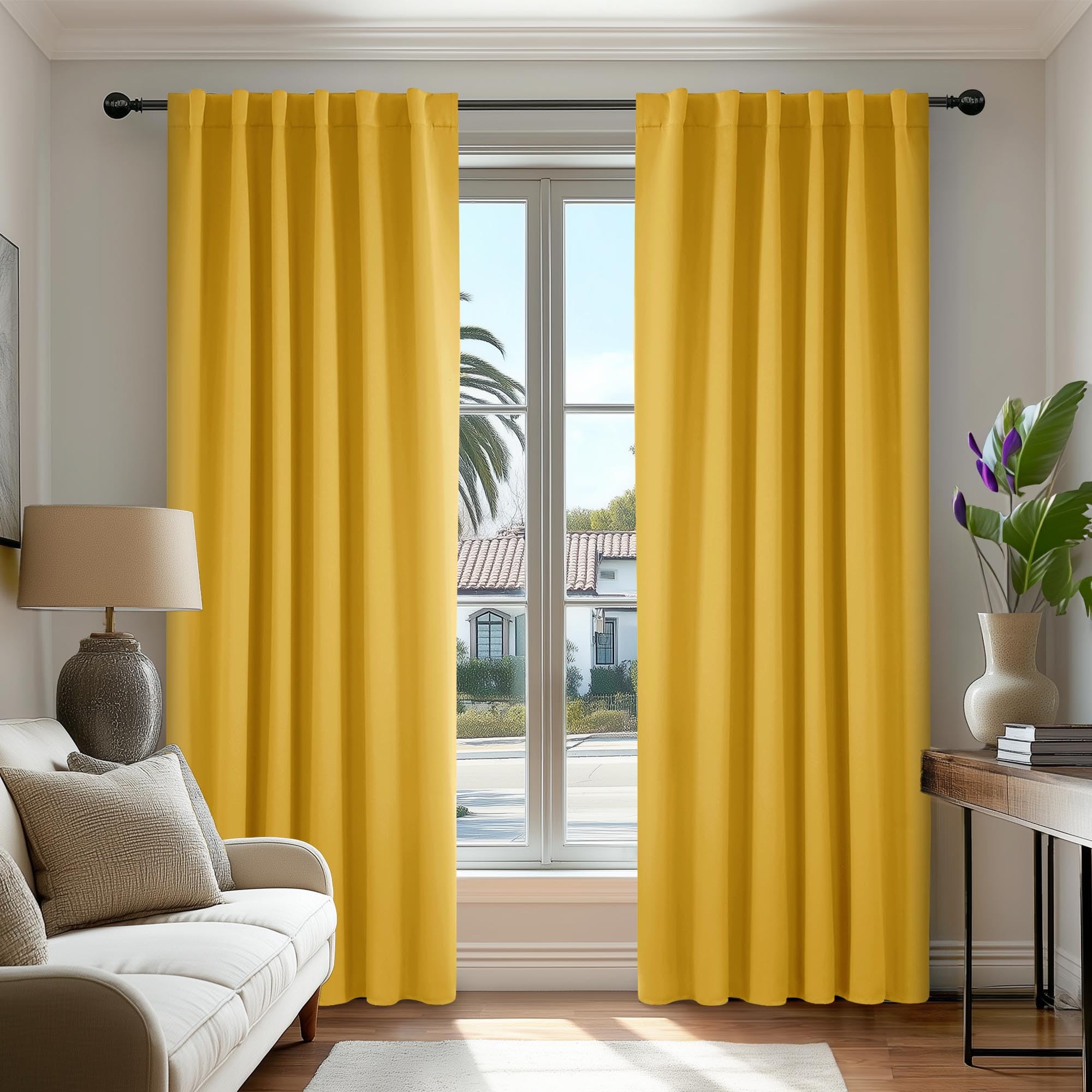 Deconovo Blackout Curtains, Thermal Insulated, W70 x L84 2 Panels, Back Tab, Machine Washable, Room-Darkening Drapes for Bedroom/Living Room Navy Blue