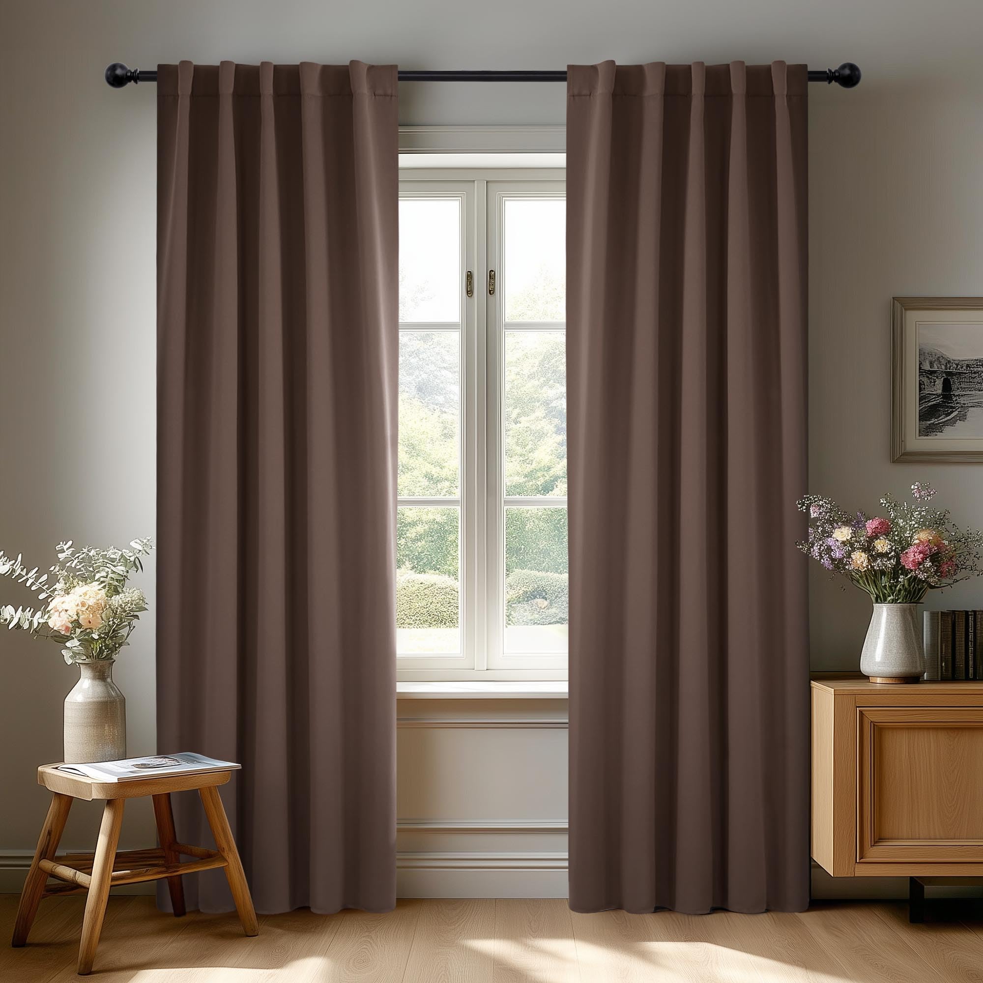 Deconovo Blackout Curtains, Thermal Insulated, W70 x L84 2 Panels, Back Tab, Machine Washable, Room-Darkening Drapes for Bedroom/Living Room Navy Blue