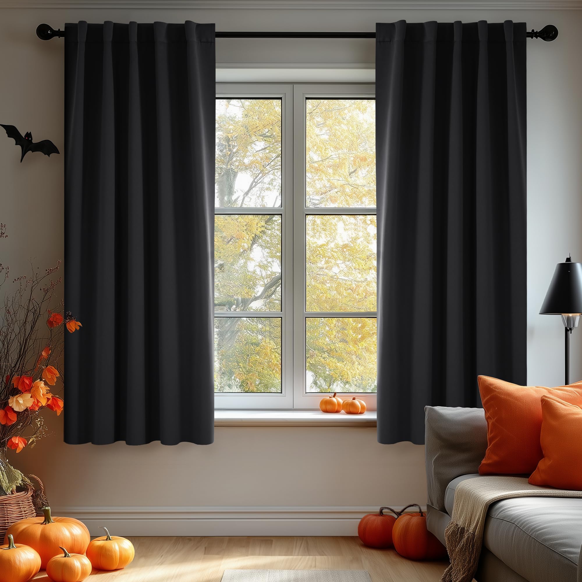 Deconovo Blackout Curtains, Thermal Insulated, W70 x L84 2 Panels, Back Tab, Machine Washable, Room-Darkening Drapes for Bedroom/Living Room Navy Blue