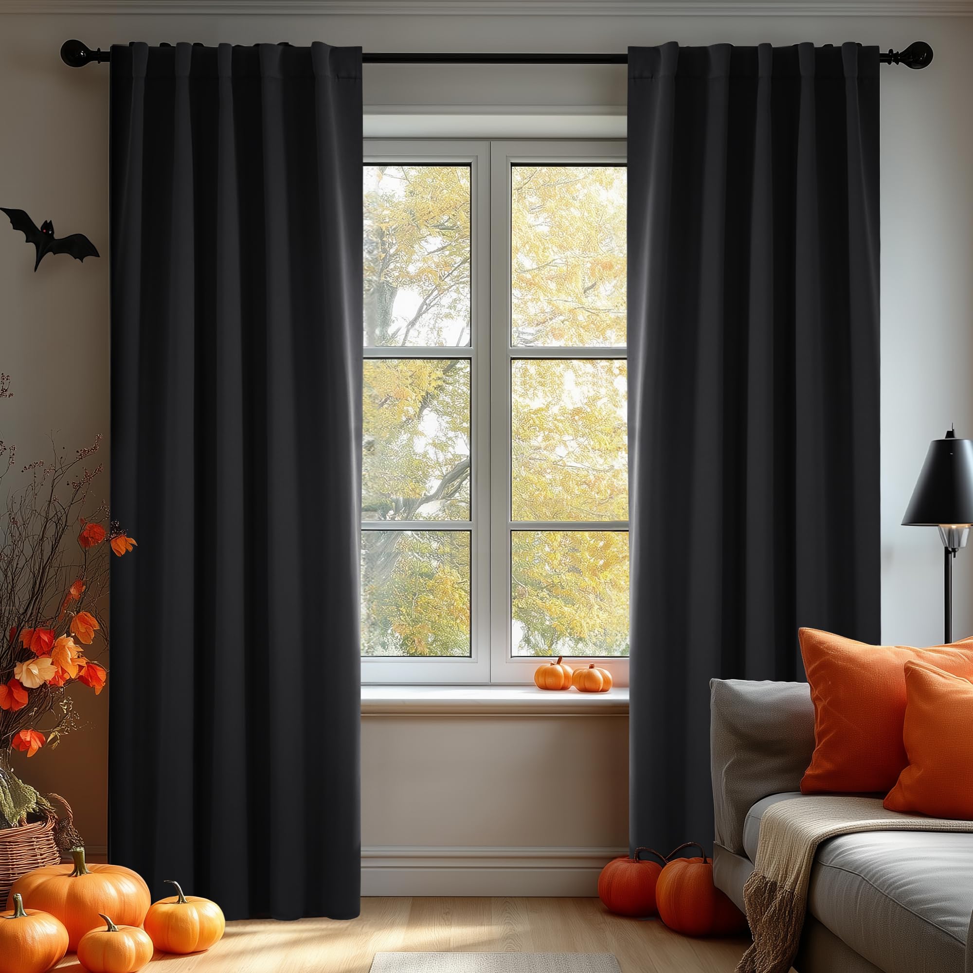 Deconovo Blackout Curtains, Thermal Insulated, W70 x L84 2 Panels, Back Tab, Machine Washable, Room-Darkening Drapes for Bedroom/Living Room Navy Blue