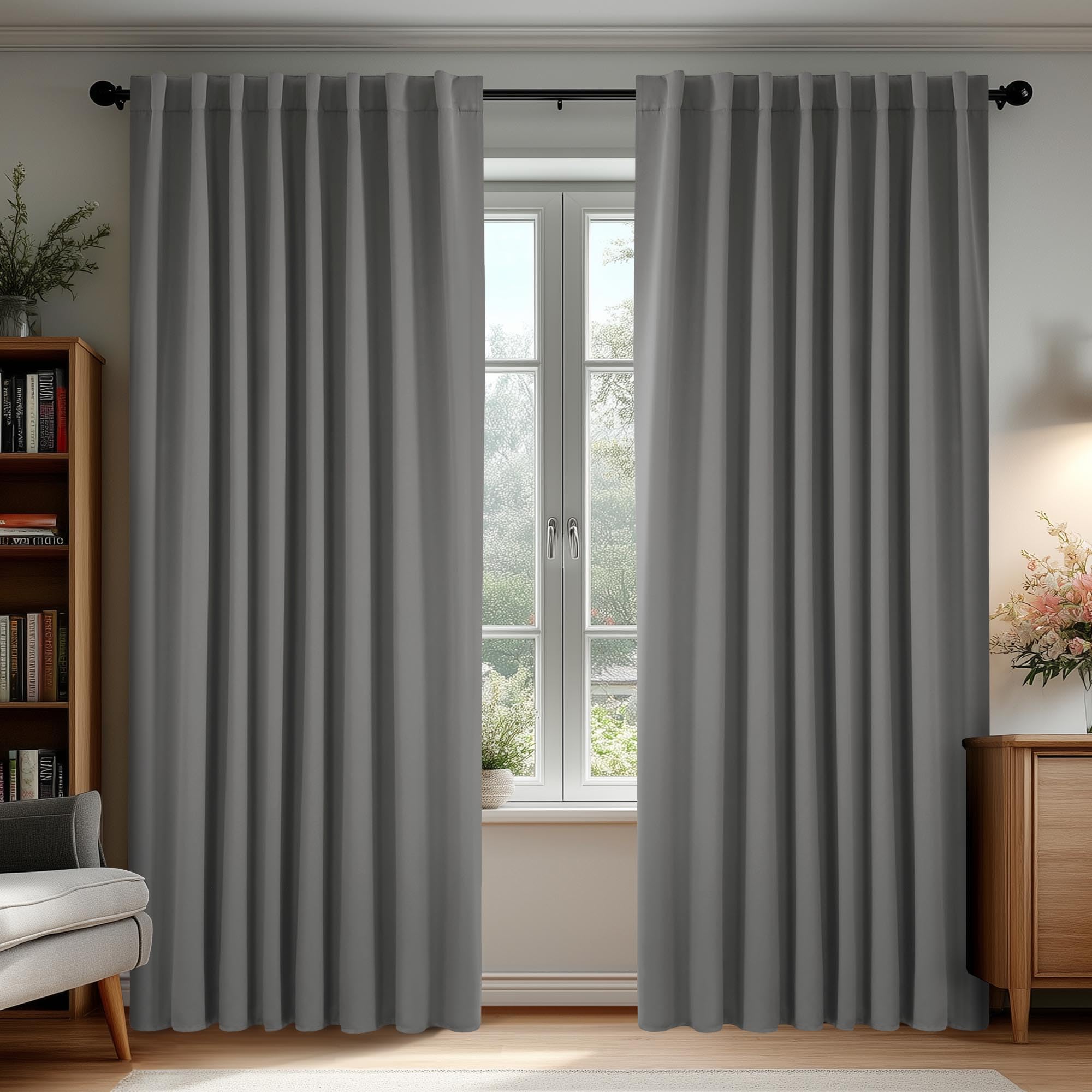 Deconovo Blackout Curtains, Thermal Insulated, W70 x L84 2 Panels, Back Tab, Machine Washable, Room-Darkening Drapes for Bedroom/Living Room Navy Blue