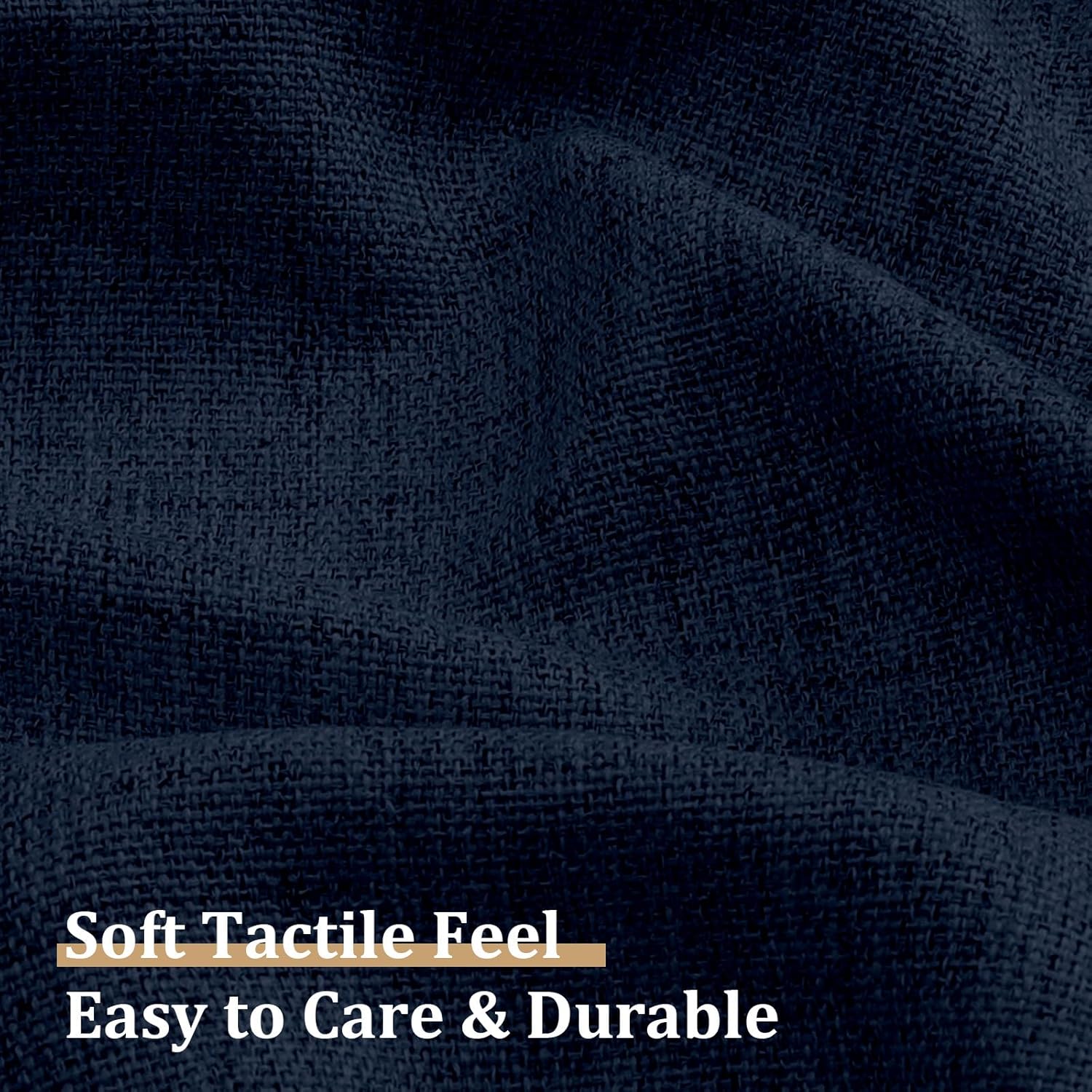 Navy Blue Kitchen Curtains 24 Inch Length - Faux Linen Textured Light Filtering Short Curtains for Bathroom, Rod Pocket Small Kitchen Window Curtains Over Sink, 2 Panels, 30Wx24L Inches