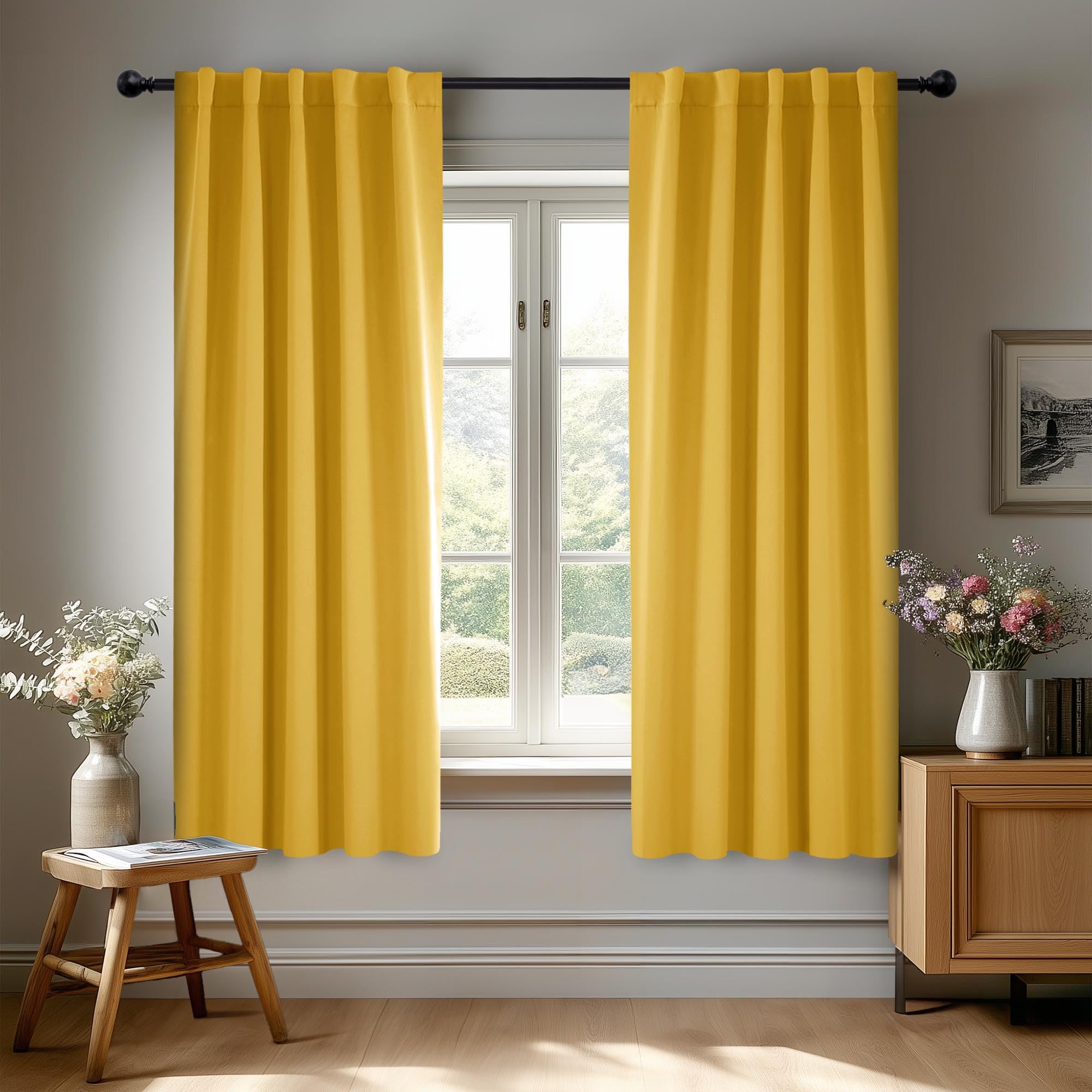 Deconovo Blackout Curtains, Thermal Insulated, W70 x L84 2 Panels, Back Tab, Machine Washable, Room-Darkening Drapes for Bedroom/Living Room Navy Blue