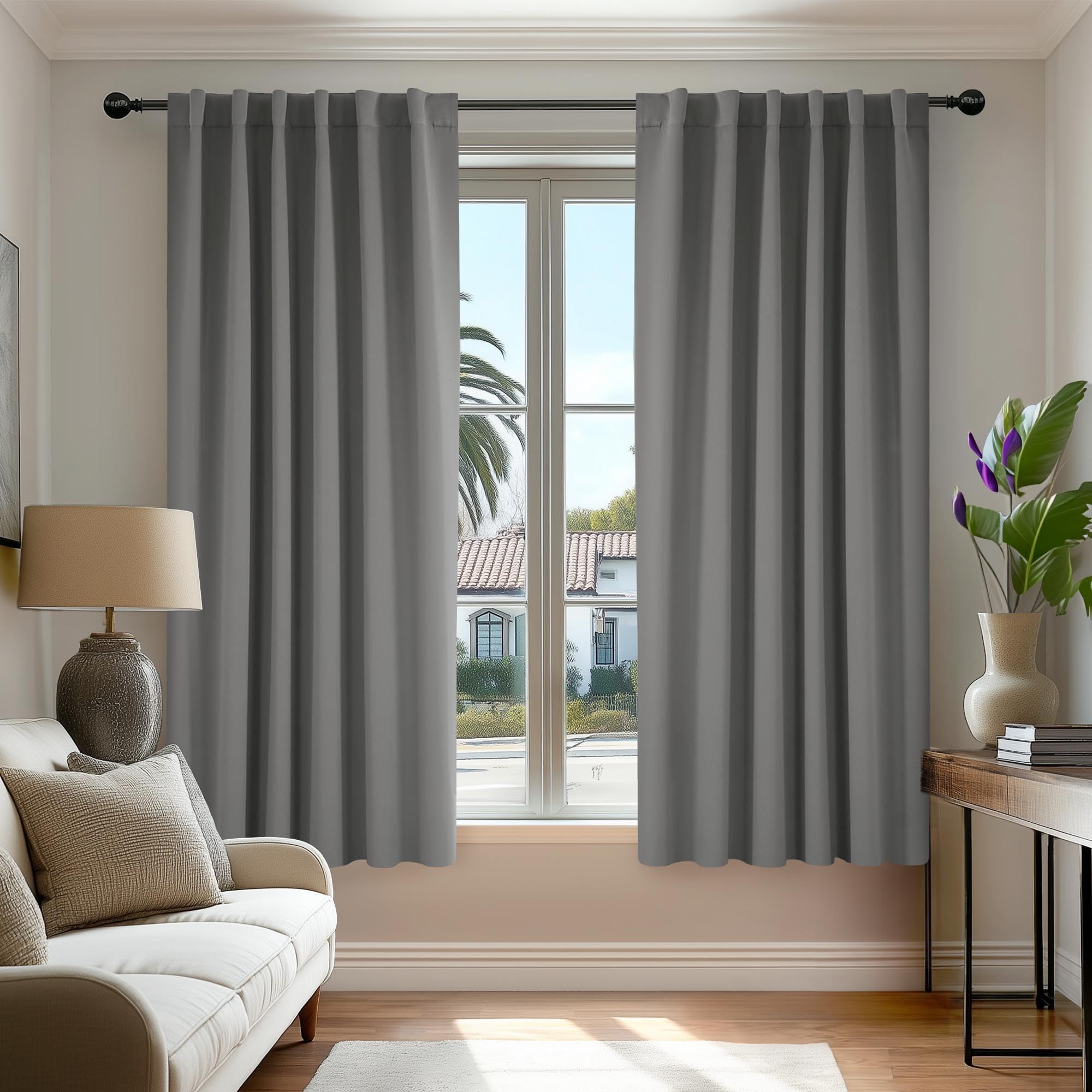 Deconovo Blackout Curtains, Thermal Insulated, W70 x L84 2 Panels, Back Tab, Machine Washable, Room-Darkening Drapes for Bedroom/Living Room Navy Blue