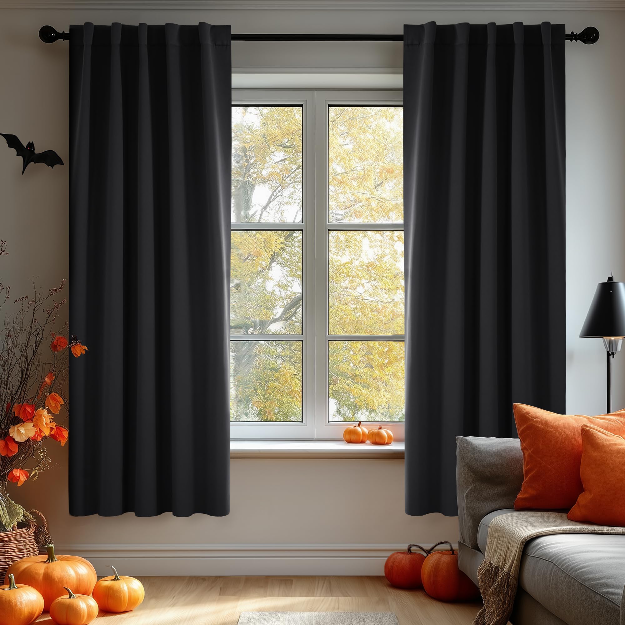 Deconovo Blackout Curtains, Thermal Insulated, W70 x L84 2 Panels, Back Tab, Machine Washable, Room-Darkening Drapes for Bedroom/Living Room Navy Blue