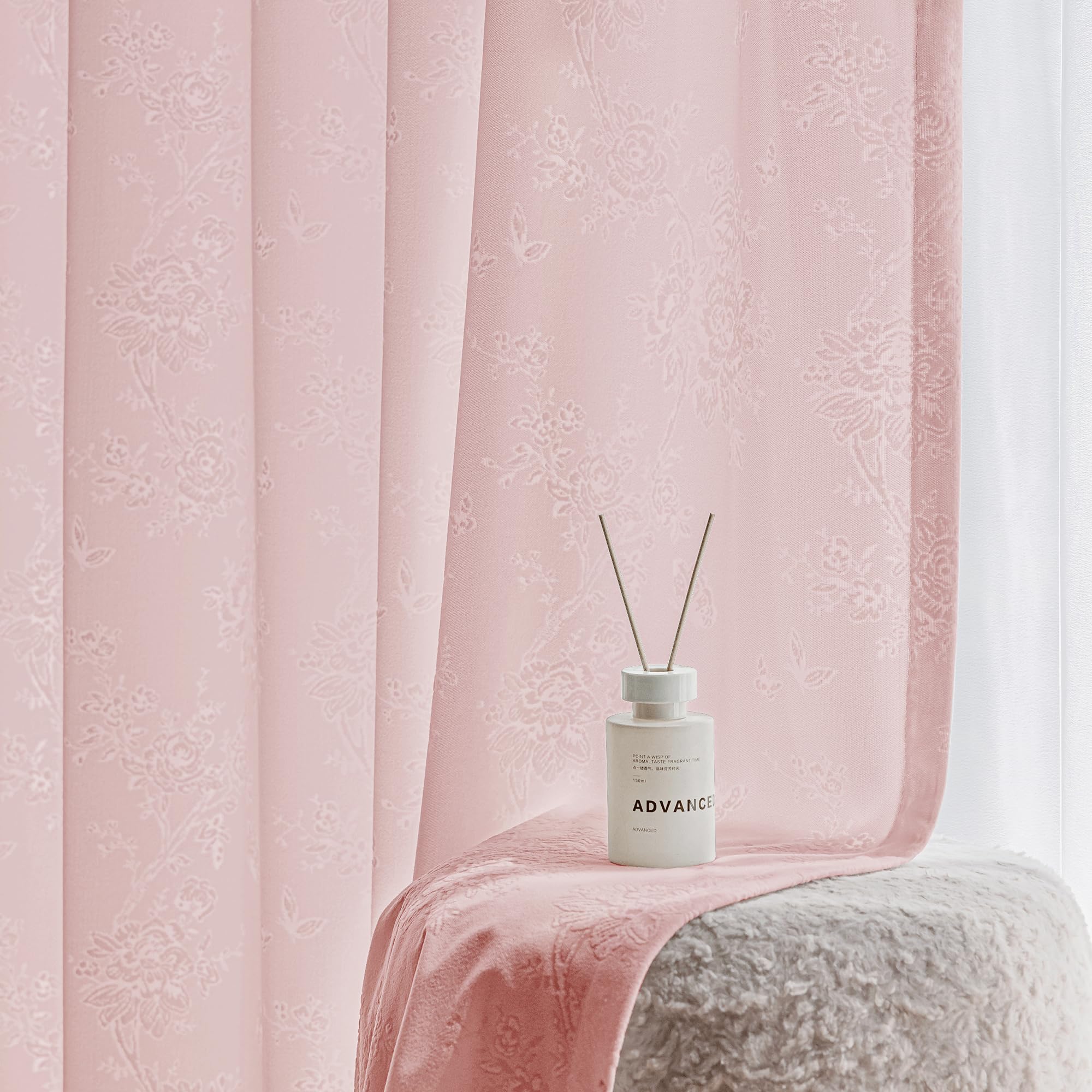 Beauoop Grey Floral Jacquard Sheer Curtains 84 Inches Long 2 Panels for Living Room Bedroom Semi Lace Flower Privacy Light Filtering Non-See-Through Velvet Textured Grommet Window Drapes, 52x84 2 Set