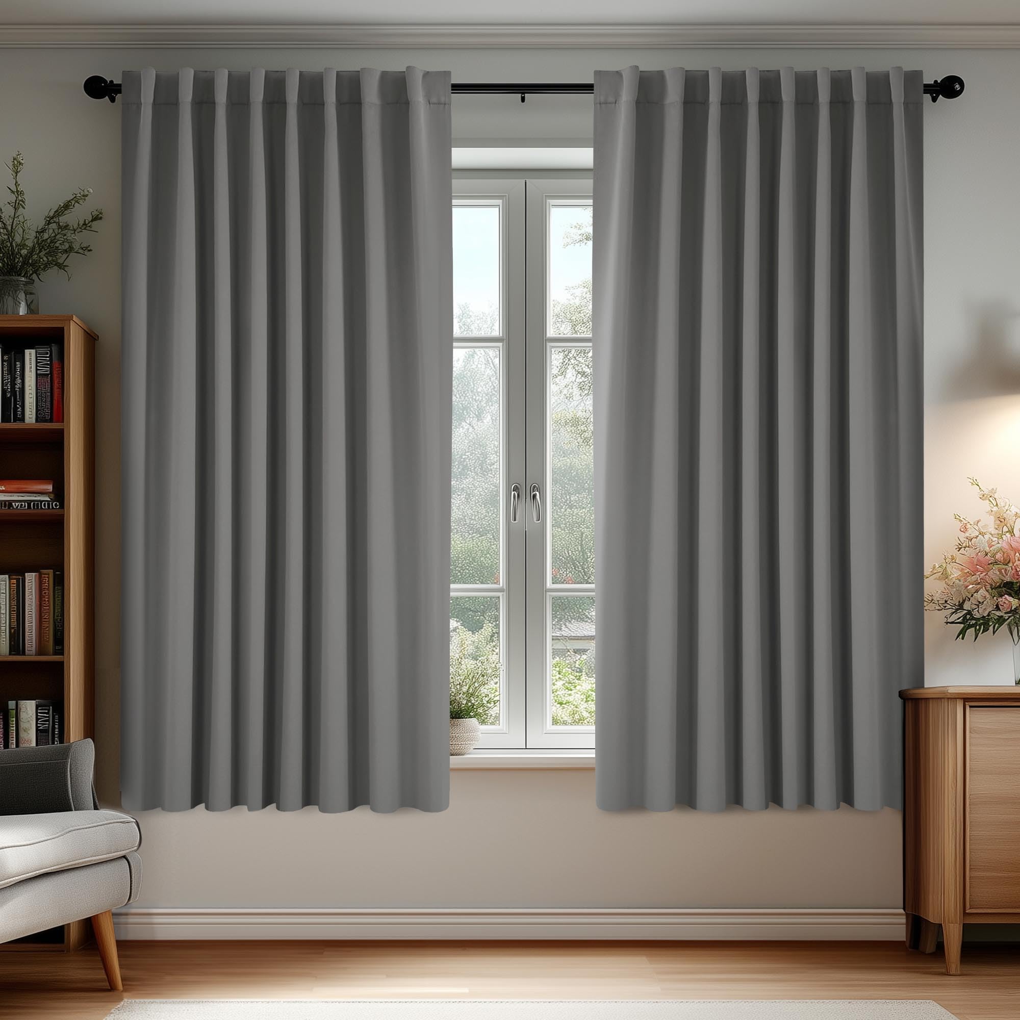 Deconovo Blackout Curtains, Thermal Insulated, W70 x L84 2 Panels, Back Tab, Machine Washable, Room-Darkening Drapes for Bedroom/Living Room Navy Blue