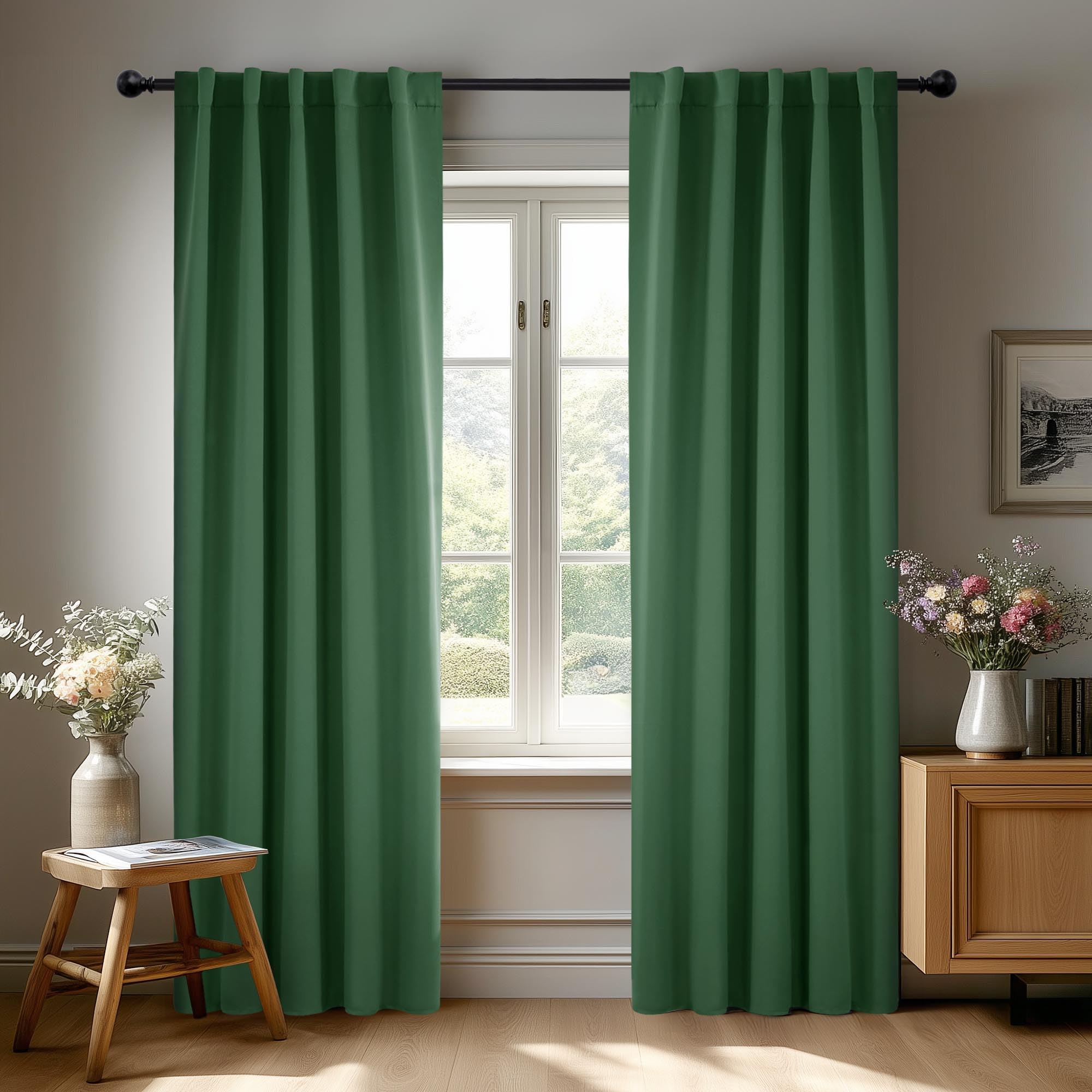 Deconovo Blackout Curtains, Thermal Insulated, W70 x L84 2 Panels, Back Tab, Machine Washable, Room-Darkening Drapes for Bedroom/Living Room Navy Blue