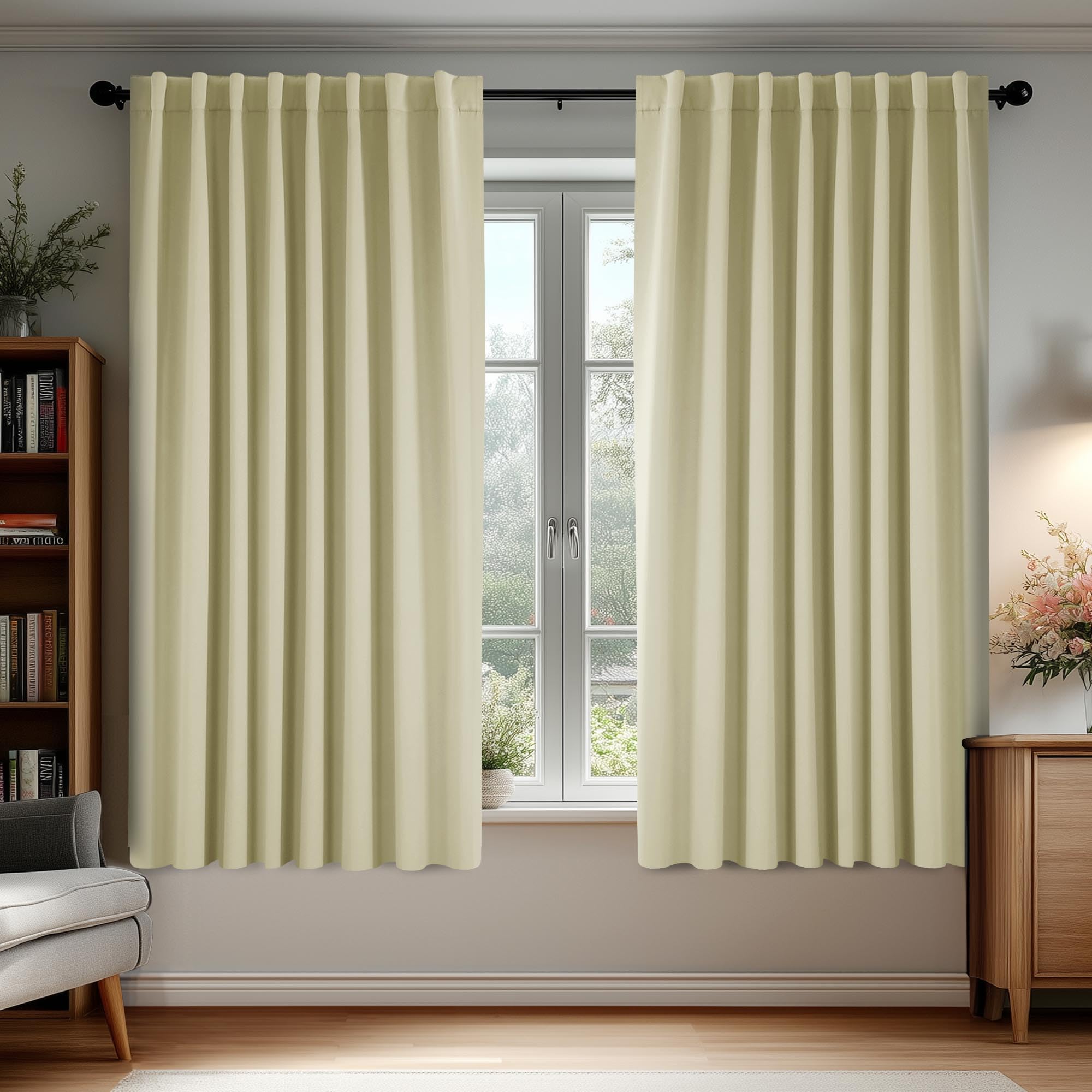 Deconovo Blackout Curtains, Thermal Insulated, W70 x L84 2 Panels, Back Tab, Machine Washable, Room-Darkening Drapes for Bedroom/Living Room Navy Blue