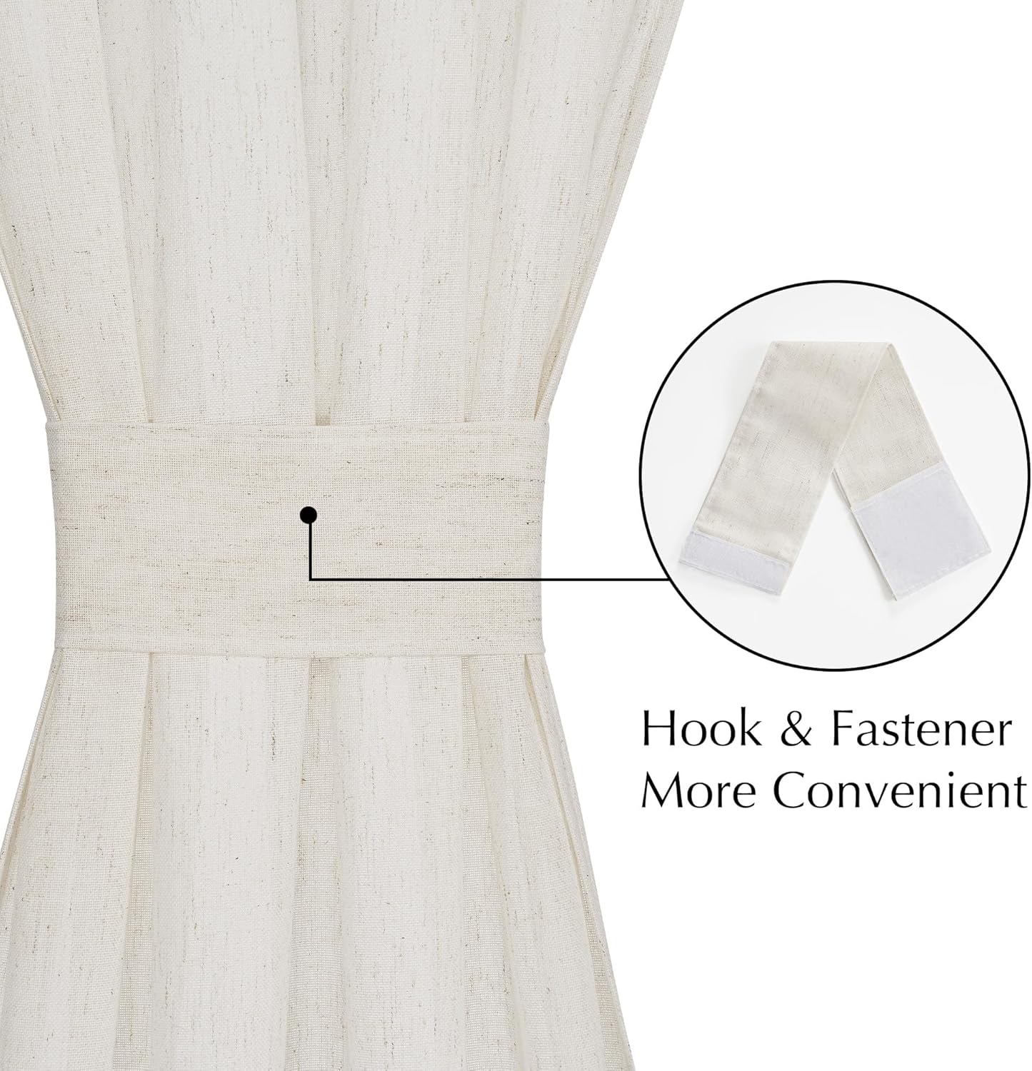 NICETOWN Linen Front Door Curtain 64 Inch Length for Glass Window, Cream Small Short Top and Botton Rod Pocket Curtains for Bedroom, 26 x 64, 1 Panel