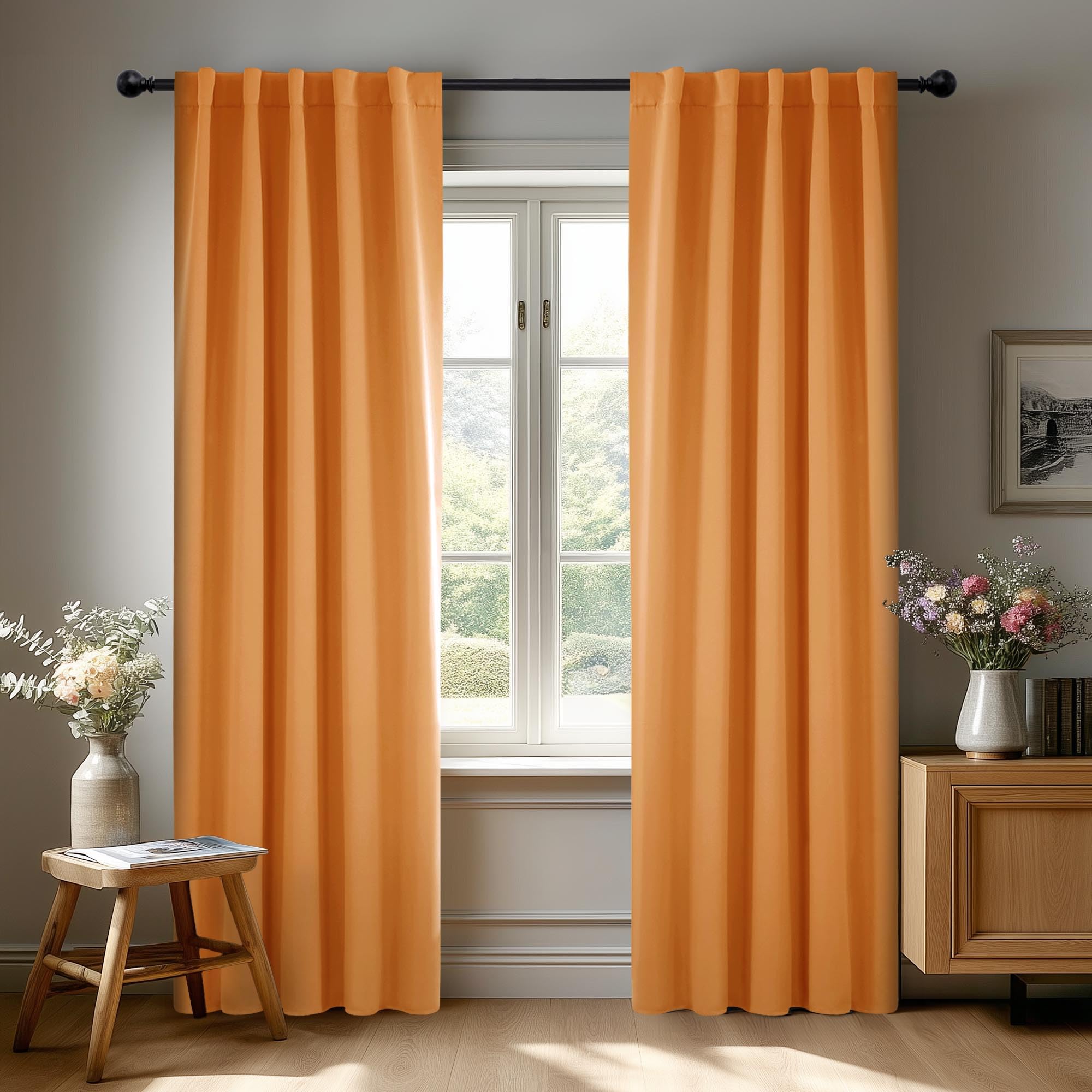 Deconovo Blackout Curtains, Thermal Insulated, W70 x L84 2 Panels, Back Tab, Machine Washable, Room-Darkening Drapes for Bedroom/Living Room Navy Blue