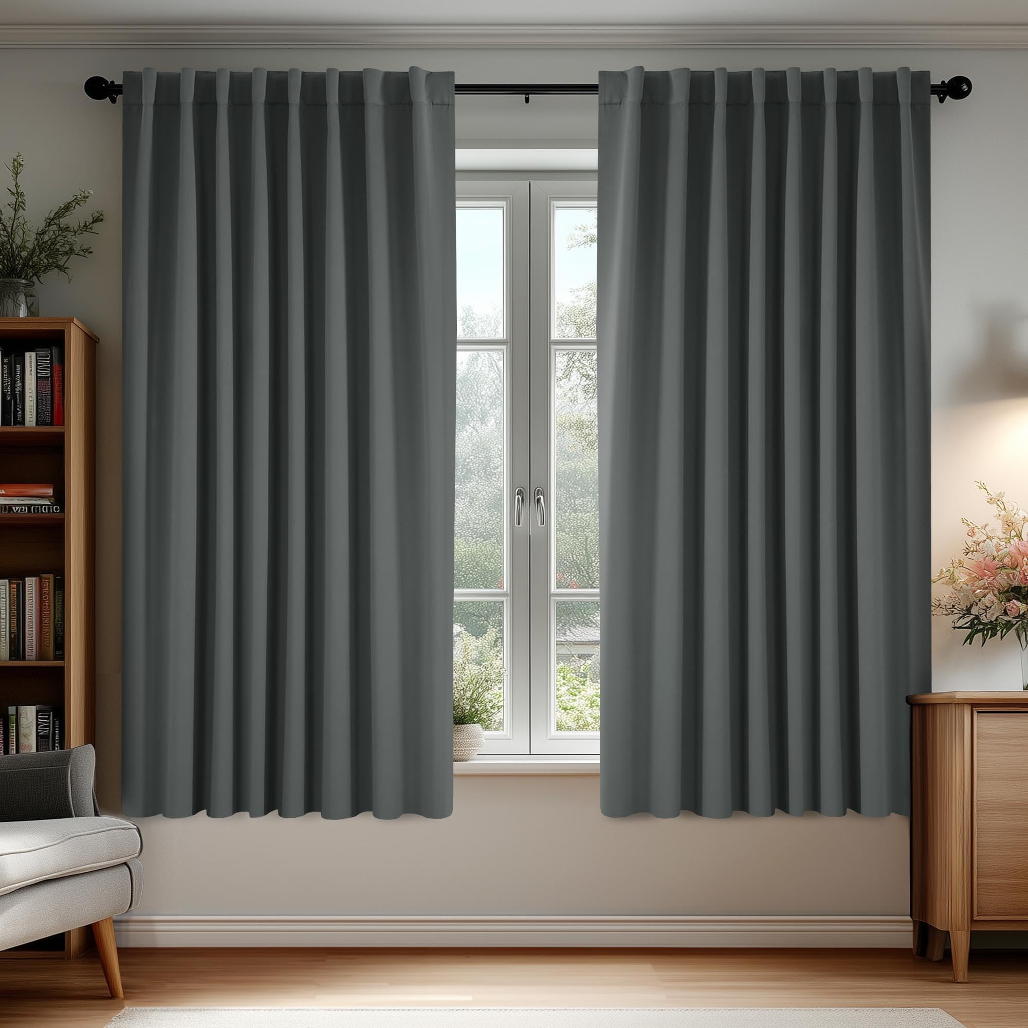 Deconovo Blackout Curtains, Thermal Insulated, W70 x L84 2 Panels, Back Tab, Machine Washable, Room-Darkening Drapes for Bedroom/Living Room Navy Blue