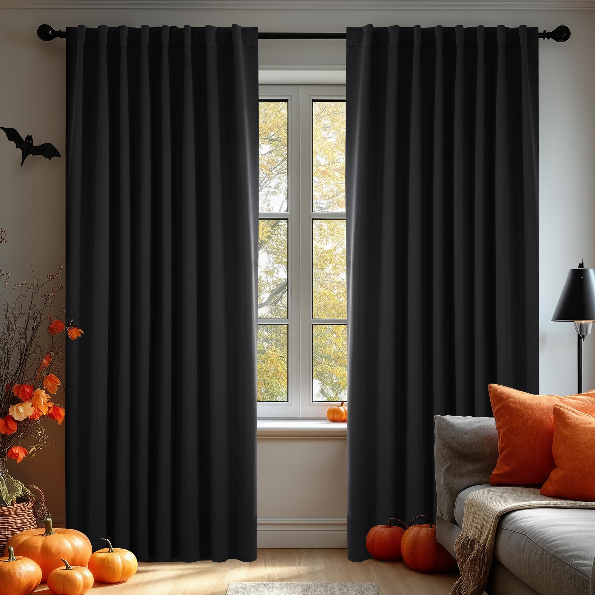 Deconovo Blackout Curtains, Thermal Insulated, W70 x L84 2 Panels, Back Tab, Machine Washable, Room-Darkening Drapes for Bedroom/Living Room Navy Blue