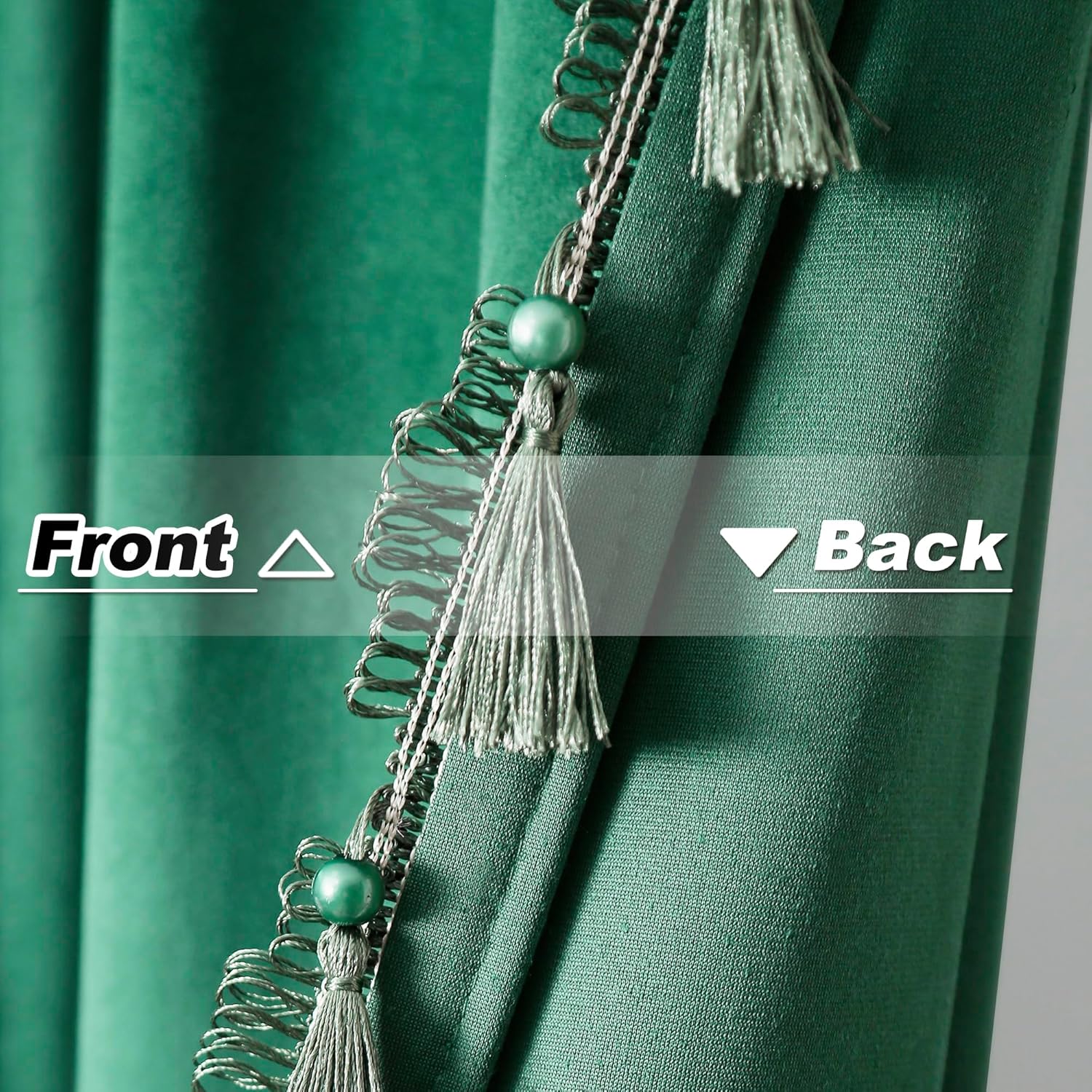 Dark Green Blackout Velvet Curtains 72 inch Length Windows Rod Pocket Drapes with Tassels Soundproof Thermal Curtains for Living room 2 Panels Set 52" x 72"