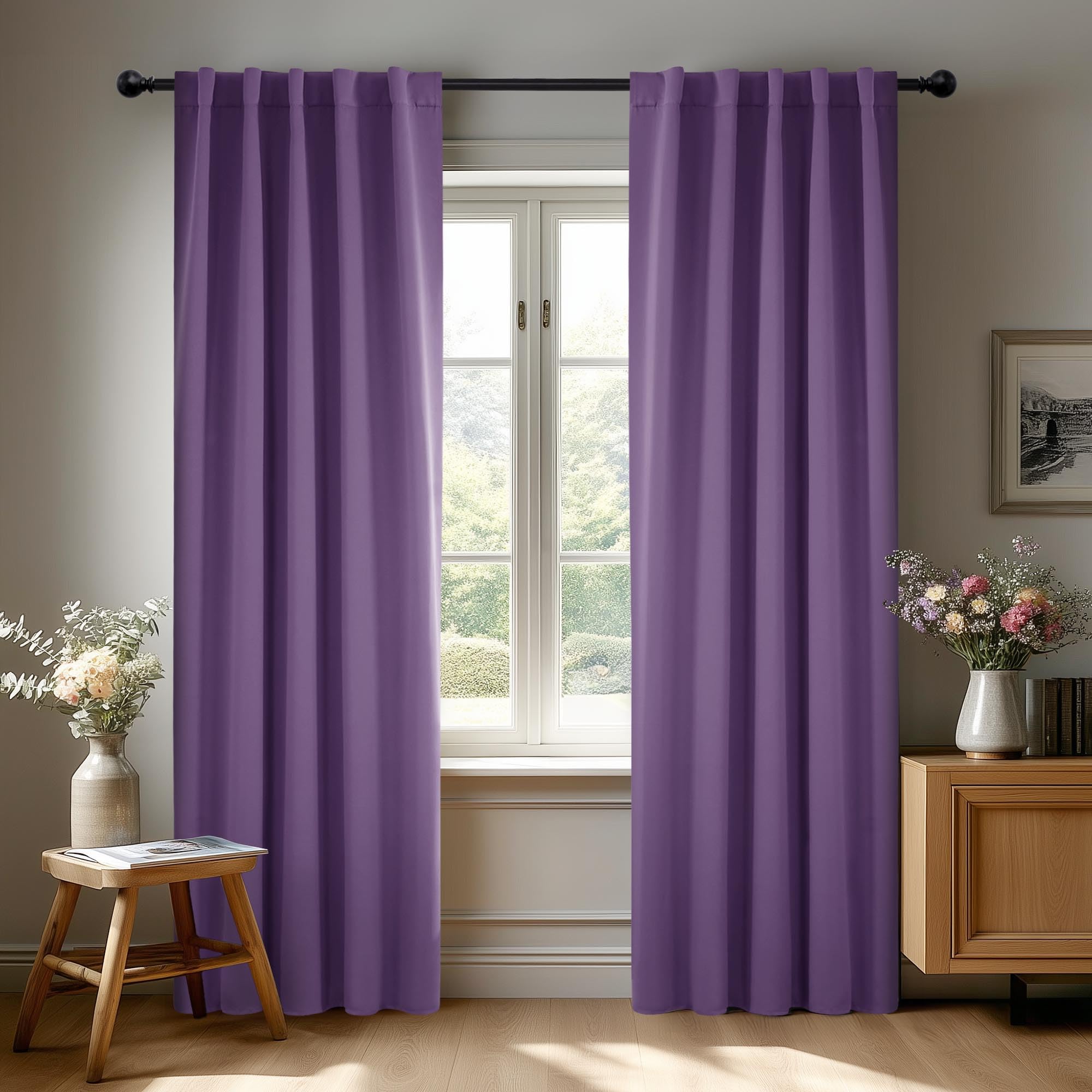 Deconovo Blackout Curtains, Thermal Insulated, W70 x L84 2 Panels, Back Tab, Machine Washable, Room-Darkening Drapes for Bedroom/Living Room Navy Blue