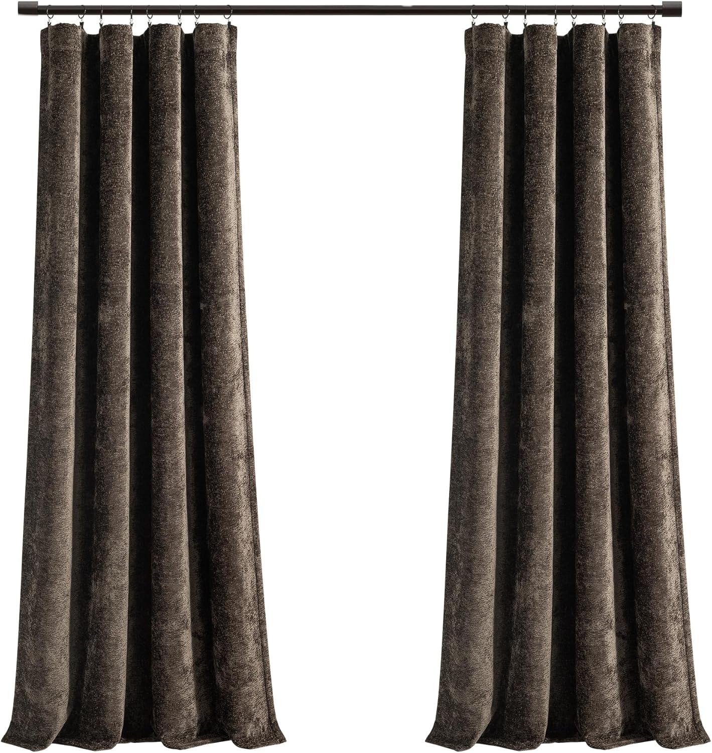 Lush Decor Aspen Luxury Velvet Chenille Light Filtering Window Curtain Panel Single 52" W x 84" L Brown - Drapes - Velvet Curtains for Living Room