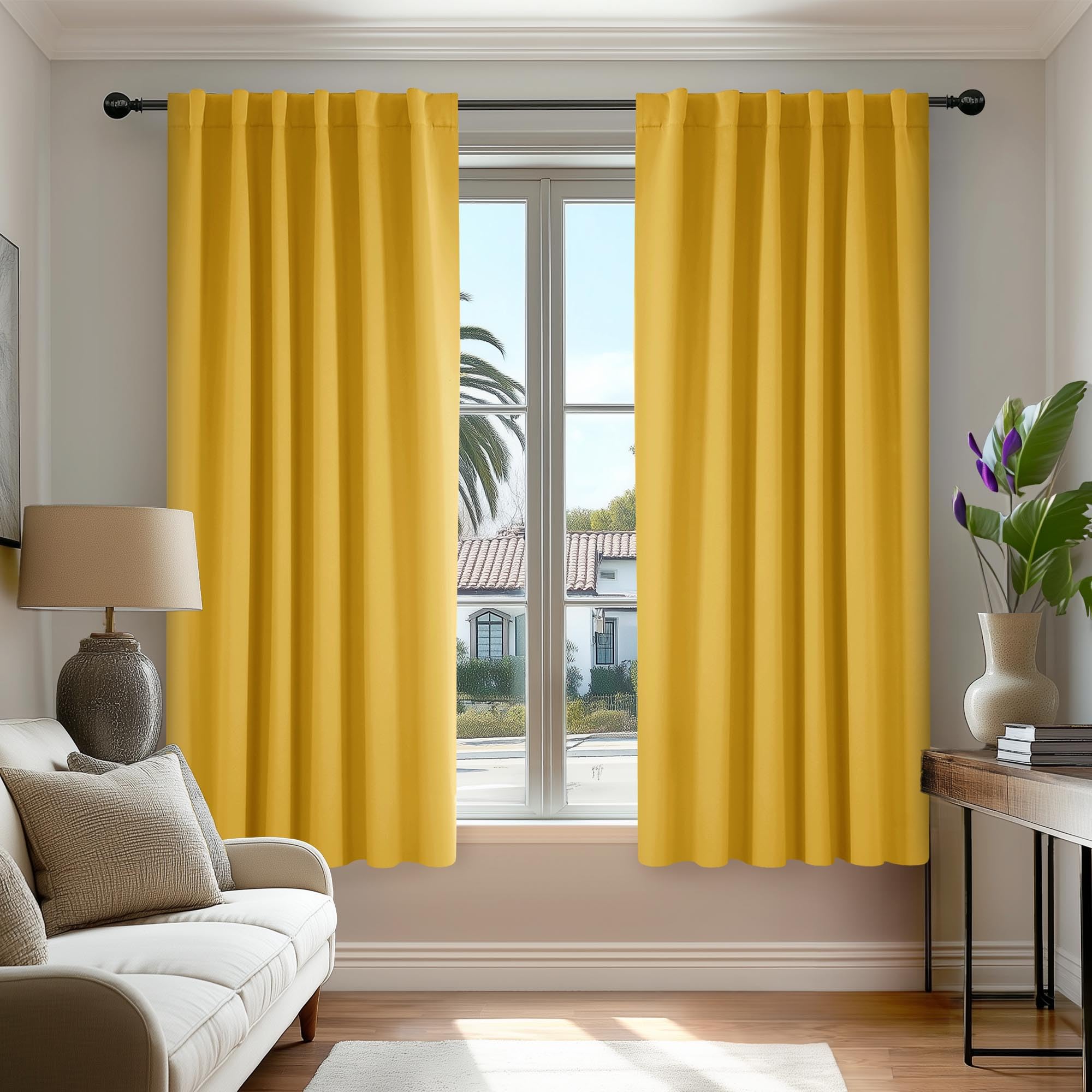 Deconovo Blackout Curtains, Thermal Insulated, W70 x L84 2 Panels, Back Tab, Machine Washable, Room-Darkening Drapes for Bedroom/Living Room Navy Blue