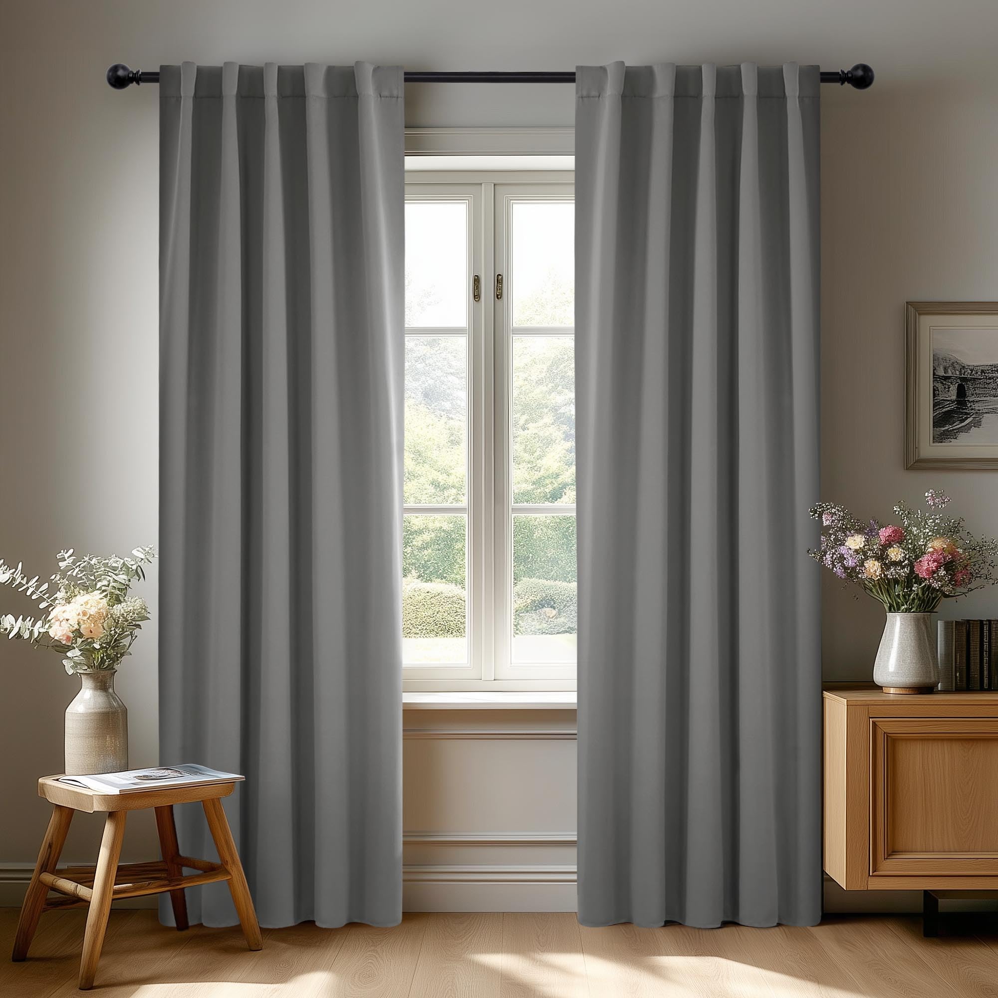 Deconovo Blackout Curtains, Thermal Insulated, W70 x L84 2 Panels, Back Tab, Machine Washable, Room-Darkening Drapes for Bedroom/Living Room Navy Blue