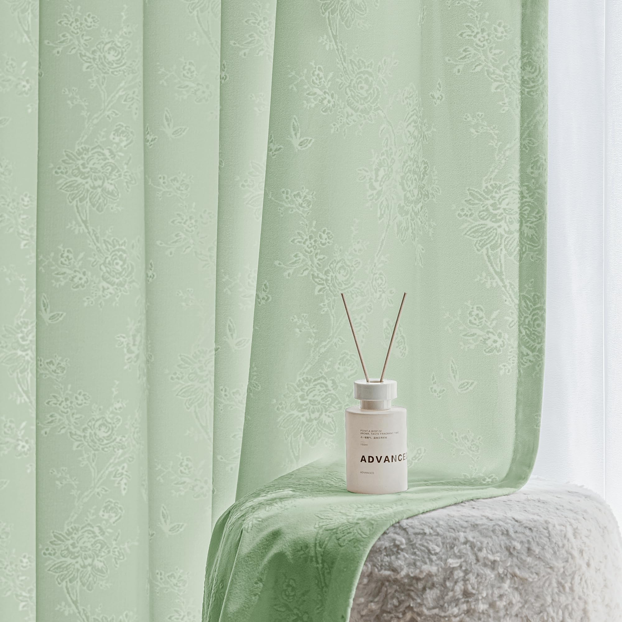 Beauoop Grey Floral Jacquard Sheer Curtains 84 Inches Long 2 Panels for Living Room Bedroom Semi Lace Flower Privacy Light Filtering Non-See-Through Velvet Textured Grommet Window Drapes, 52x84 2 Set