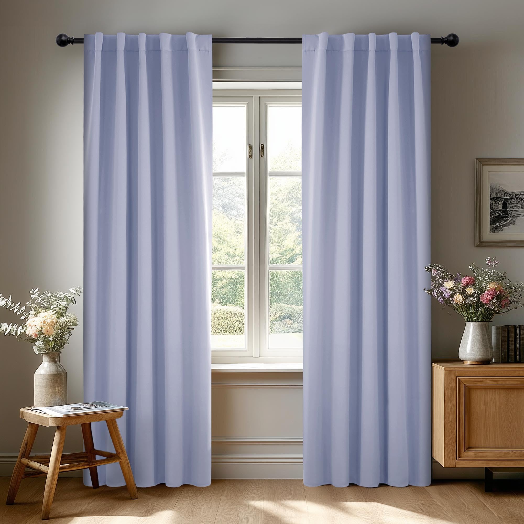 Deconovo Blackout Curtains, Thermal Insulated, W70 x L84 2 Panels, Back Tab, Machine Washable, Room-Darkening Drapes for Bedroom/Living Room Navy Blue