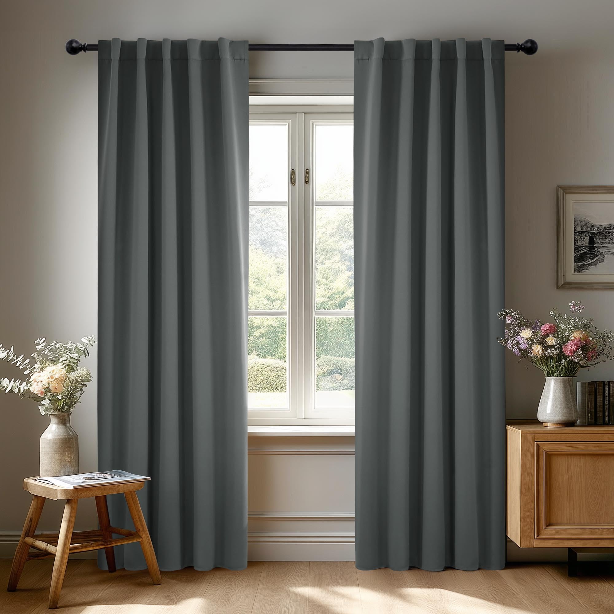 Deconovo Blackout Curtains, Thermal Insulated, W70 x L84 2 Panels, Back Tab, Machine Washable, Room-Darkening Drapes for Bedroom/Living Room Navy Blue
