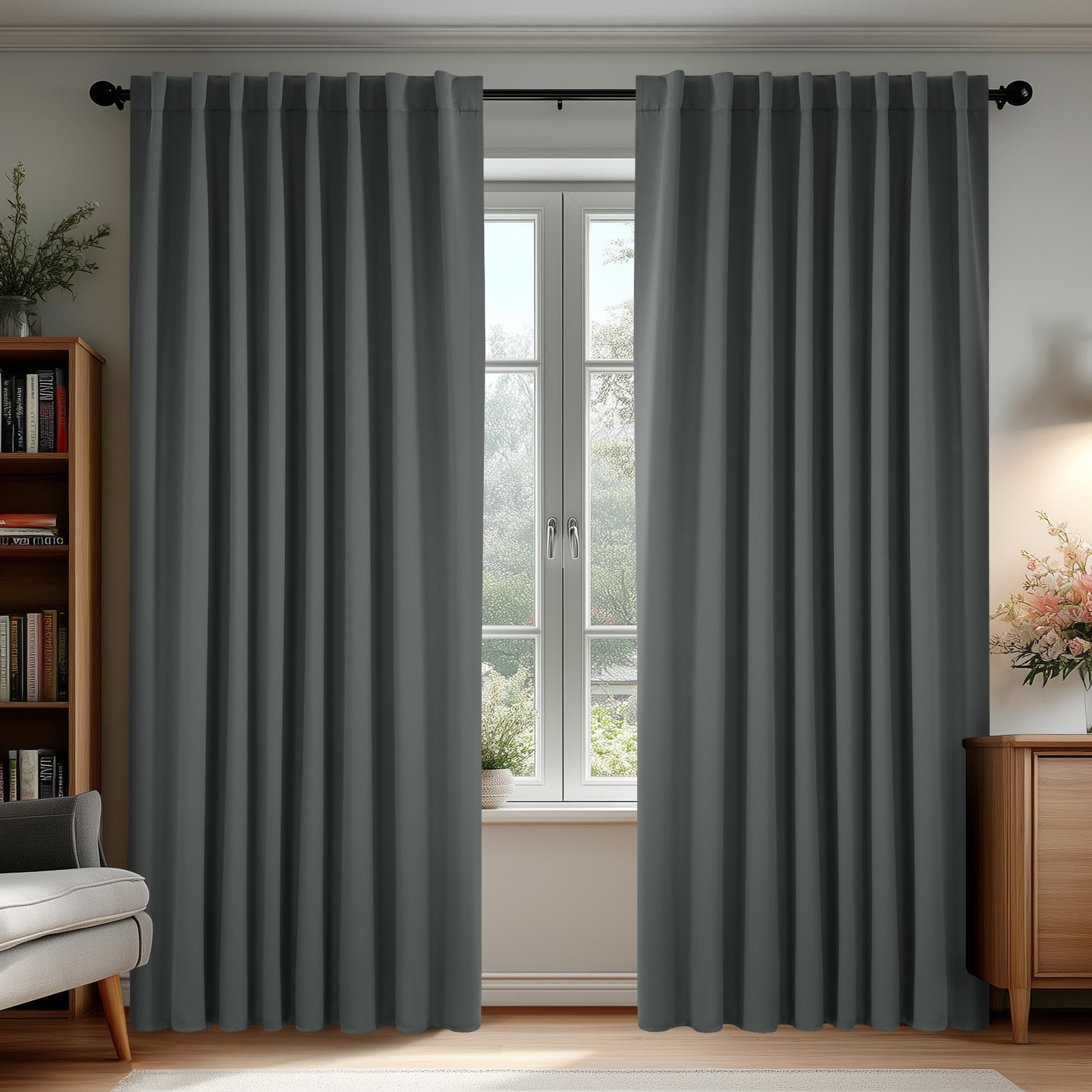 Deconovo Blackout Curtains, Thermal Insulated, W70 x L84 2 Panels, Back Tab, Machine Washable, Room-Darkening Drapes for Bedroom/Living Room Navy Blue