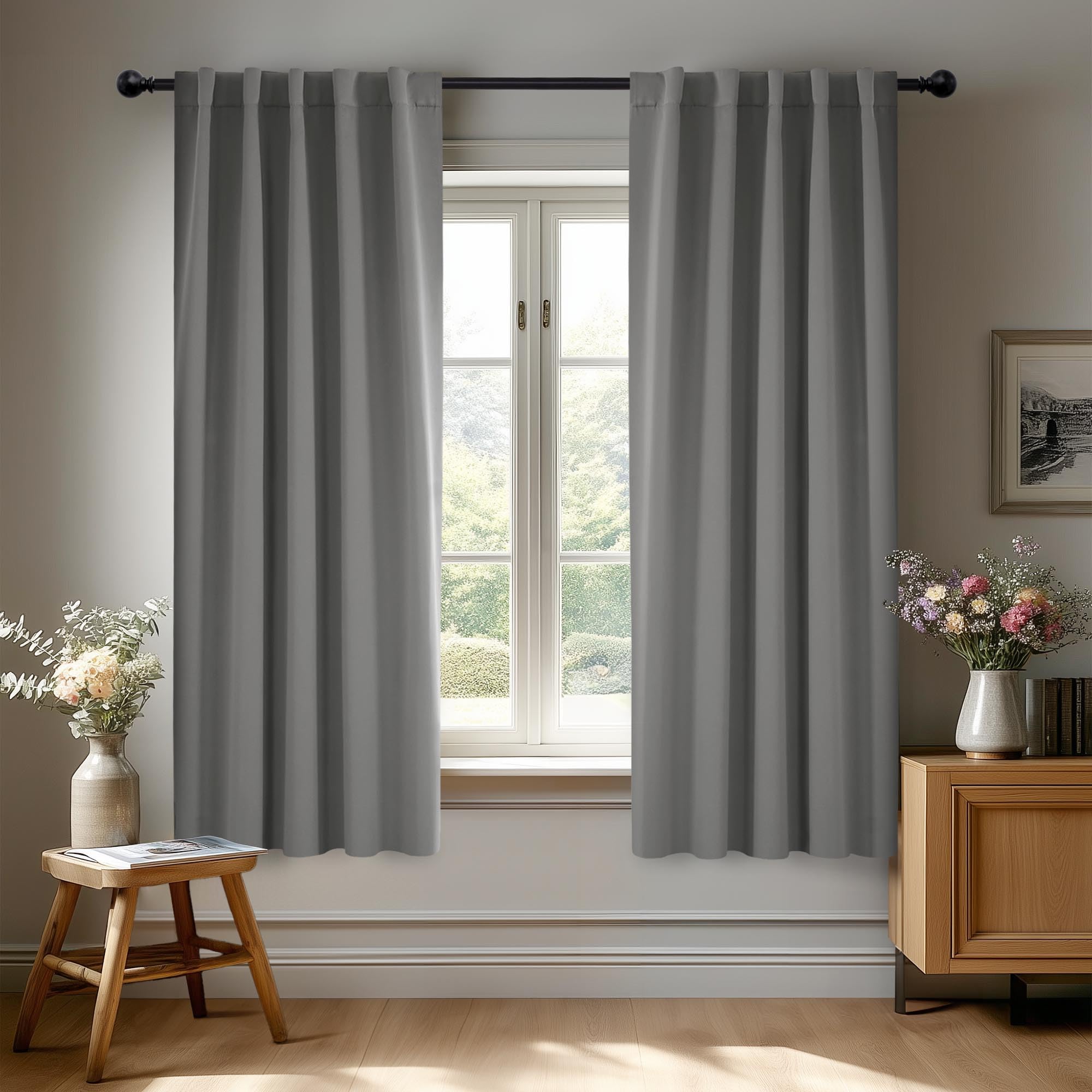 Deconovo Blackout Curtains, Thermal Insulated, W70 x L84 2 Panels, Back Tab, Machine Washable, Room-Darkening Drapes for Bedroom/Living Room Navy Blue