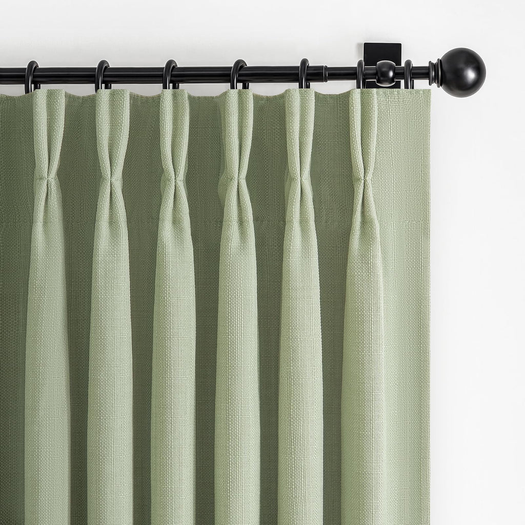 100% Blackout Linen 96 Inch Curtains 2 Panel Set for Bedroom, Modern Pinch Pleated Natural Linen Off Beige White Insulated Heavy Curtain 40 x 96 Inches Length Sliding Glass Door Room Darkening Drapes