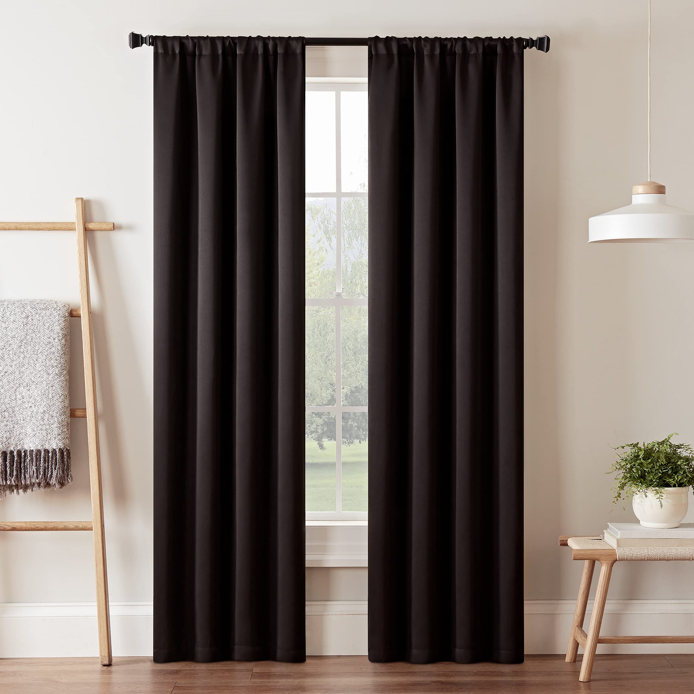 ECLIPSE Blackout Curtains for Bedroom-Darrell 37" x 84" Insulated Darkening Single Panel Rod Pocket Window Treatment Living Room, Grey