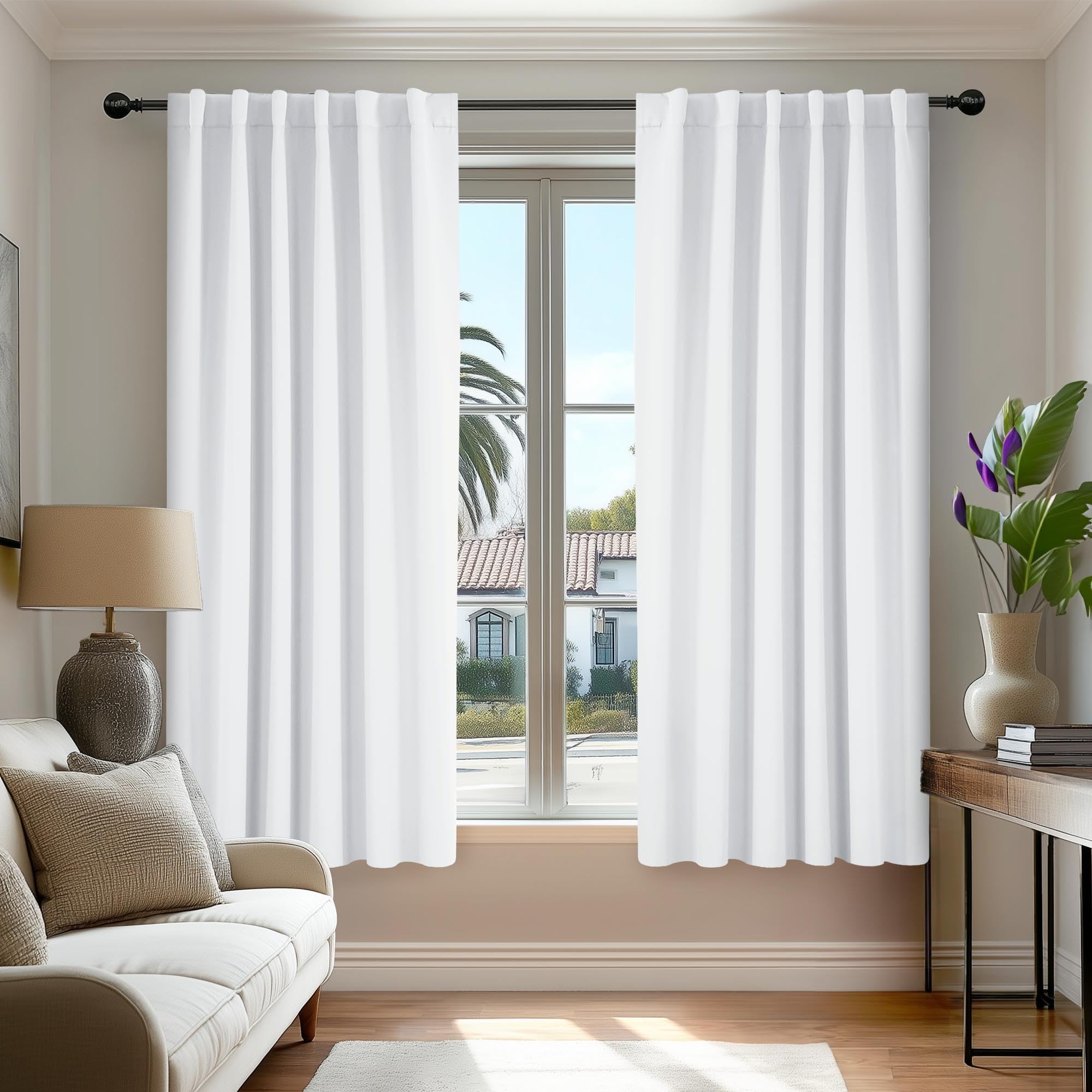 Deconovo Blackout Curtains, Thermal Insulated, W70 x L84 2 Panels, Back Tab, Machine Washable, Room-Darkening Drapes for Bedroom/Living Room Navy Blue